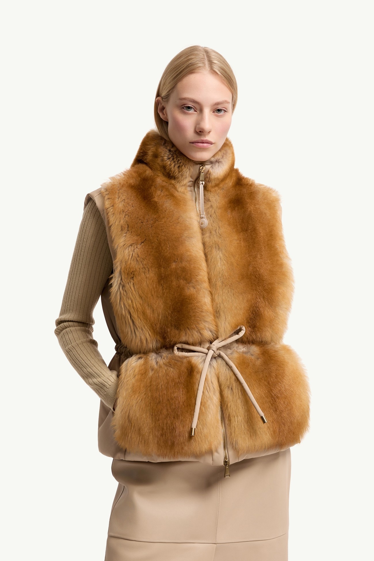 Blaireau 2-in-1 Shearling Down Jacket Women Beige Moncler 5
