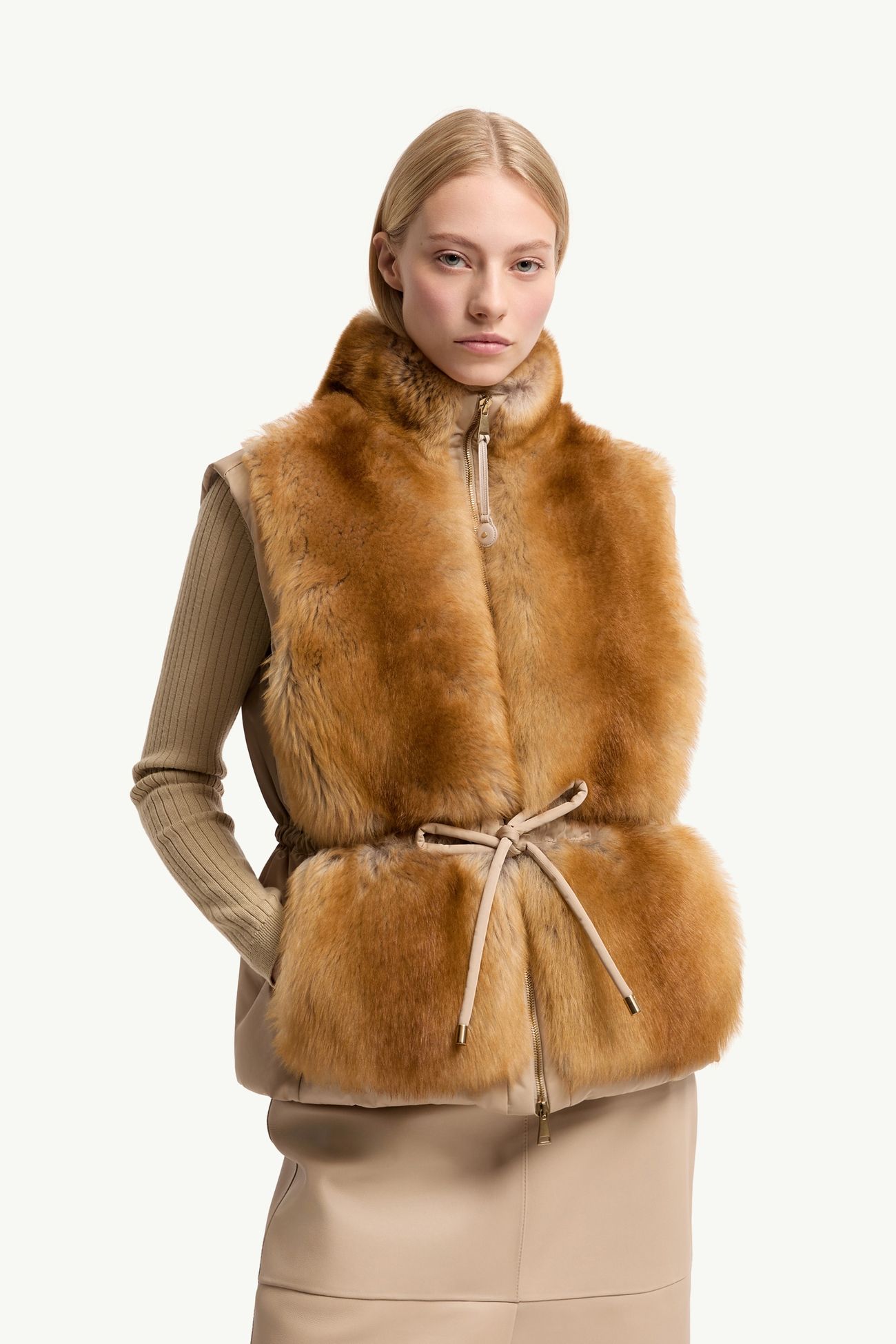 Blaireau二合一羔羊毛羽絨外套 女士 米色 Moncler 5