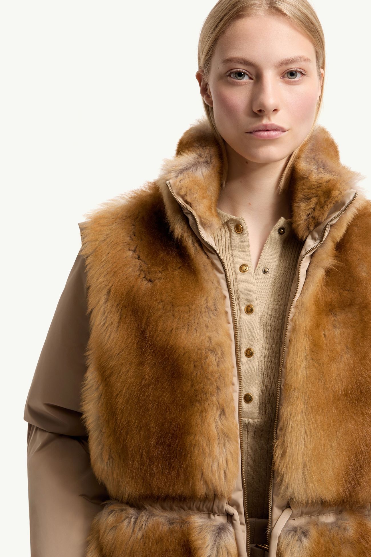Blaireau女士二合一羊毛皮羽绒夹克外套 女士 米色 Moncler 6