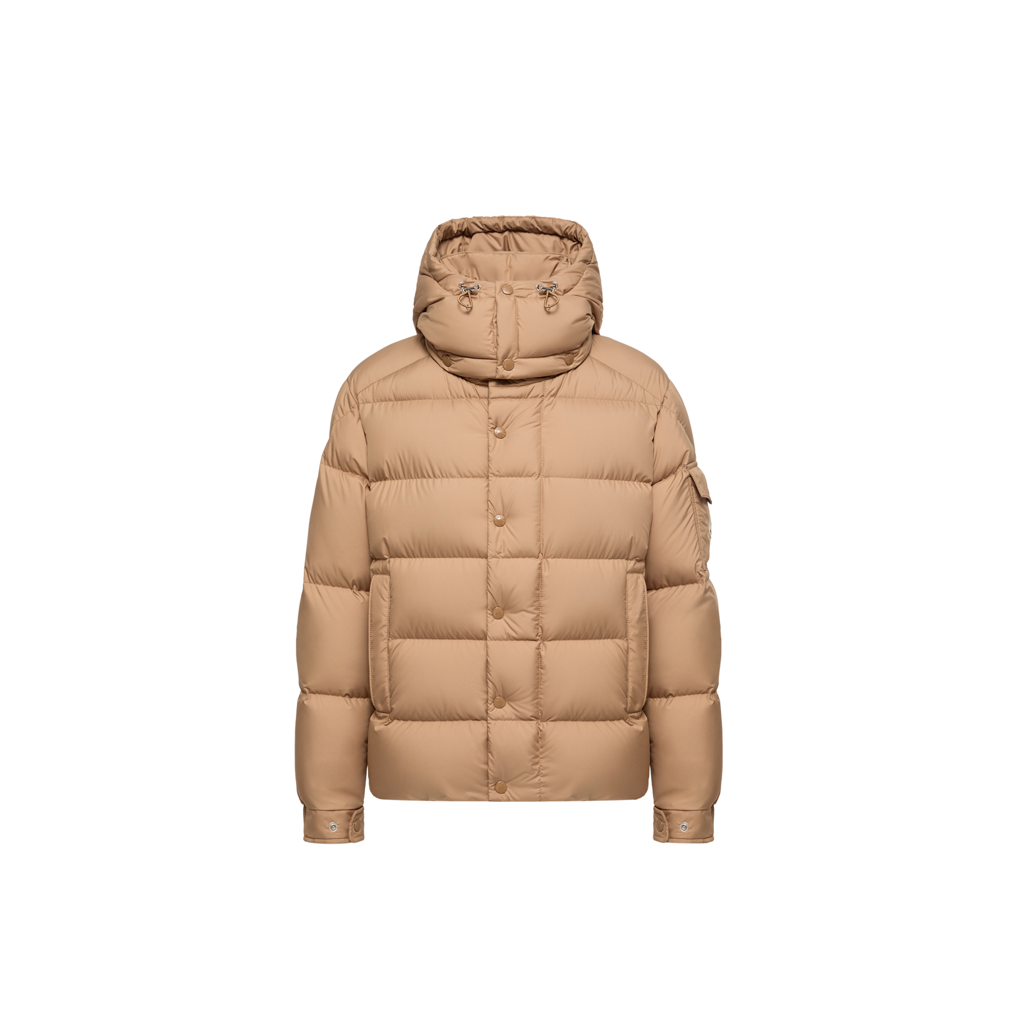 Moncler   Maya 70 Hooded Short Down Jacket for Women in Beige, Size: 24