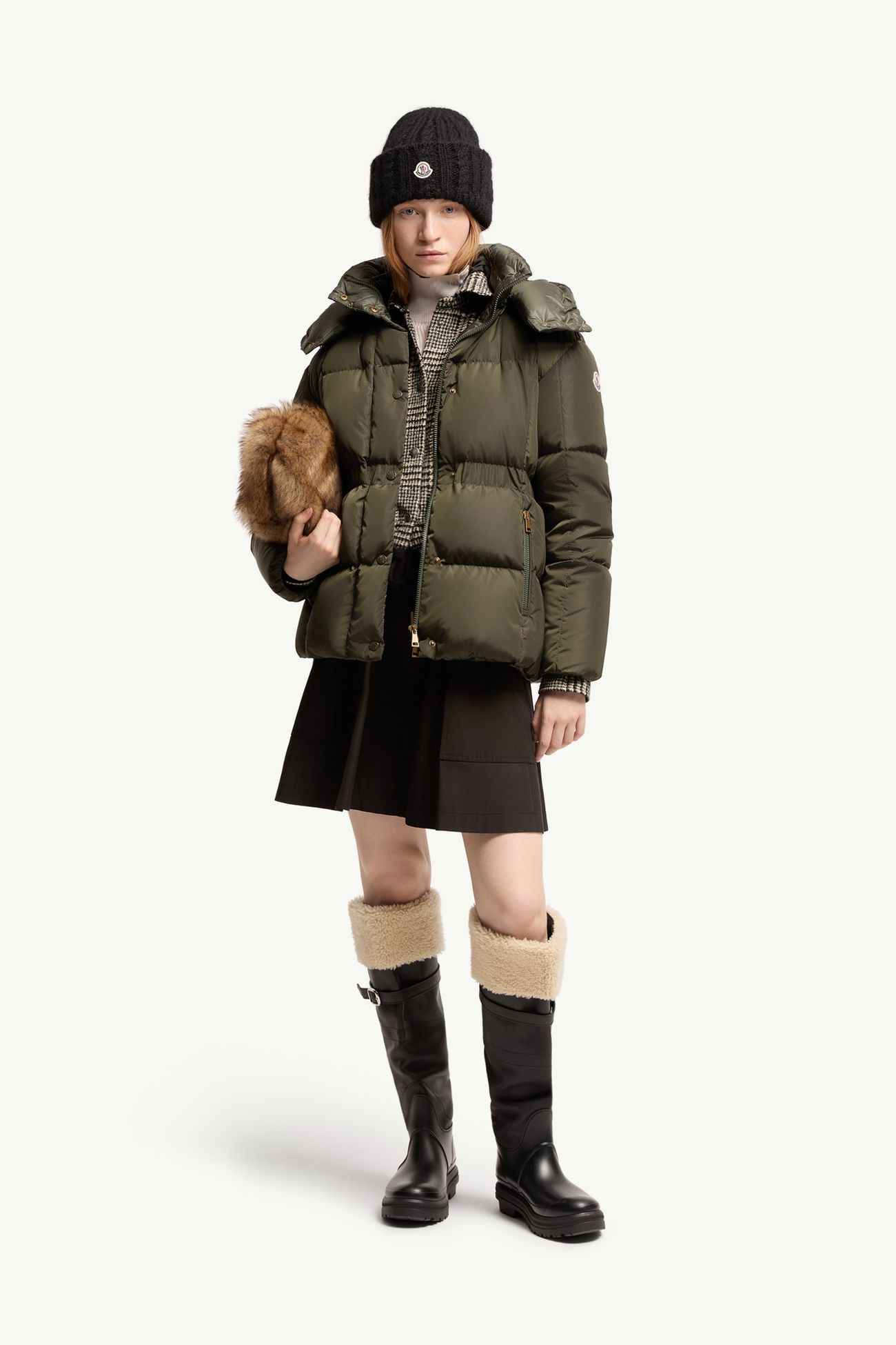 Agneux女士连帽短款羽绒夹克外套 女士 深绿色 Moncler 0