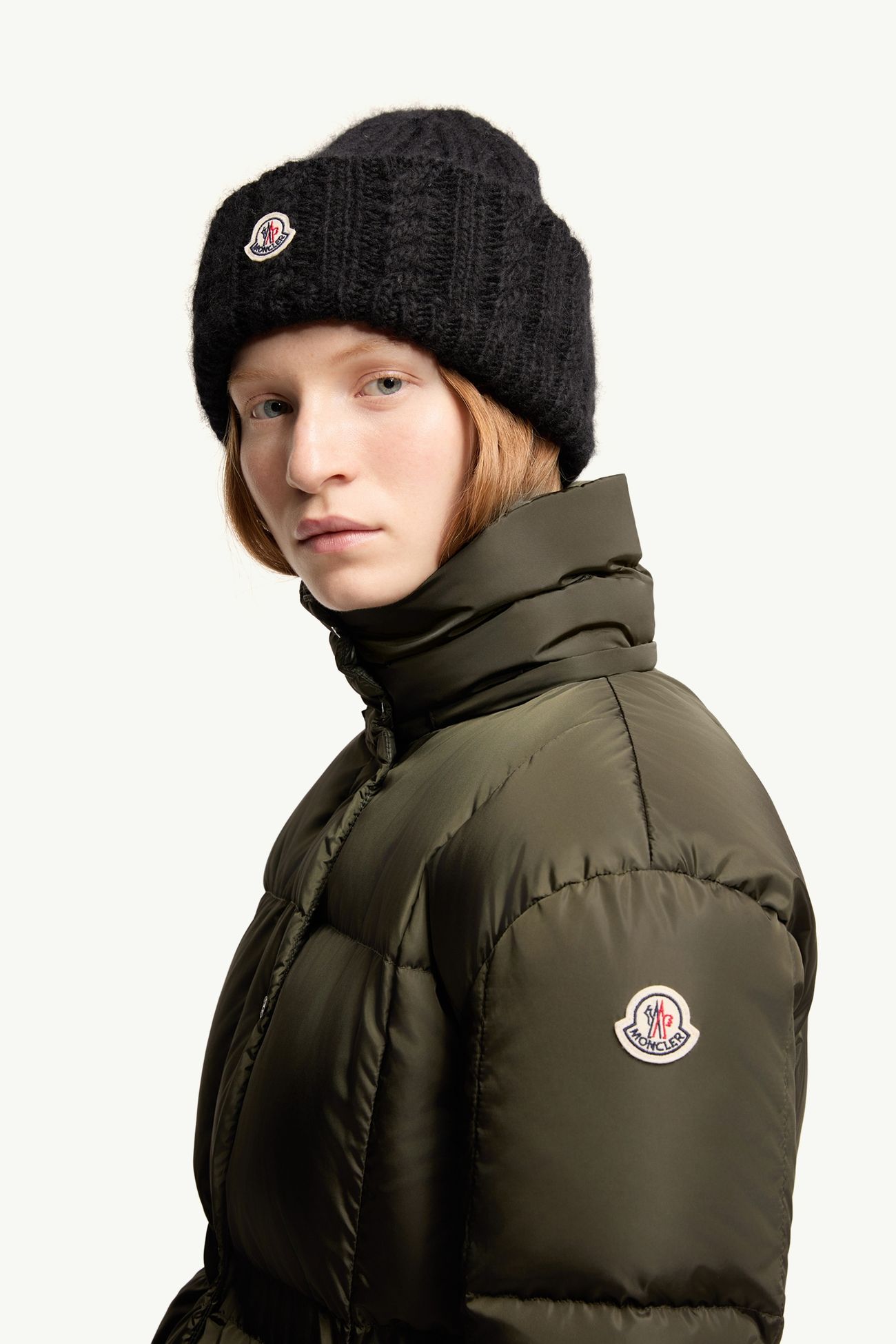 Agneux Hooded Short Down Jacket Women Dark Green Moncler 1