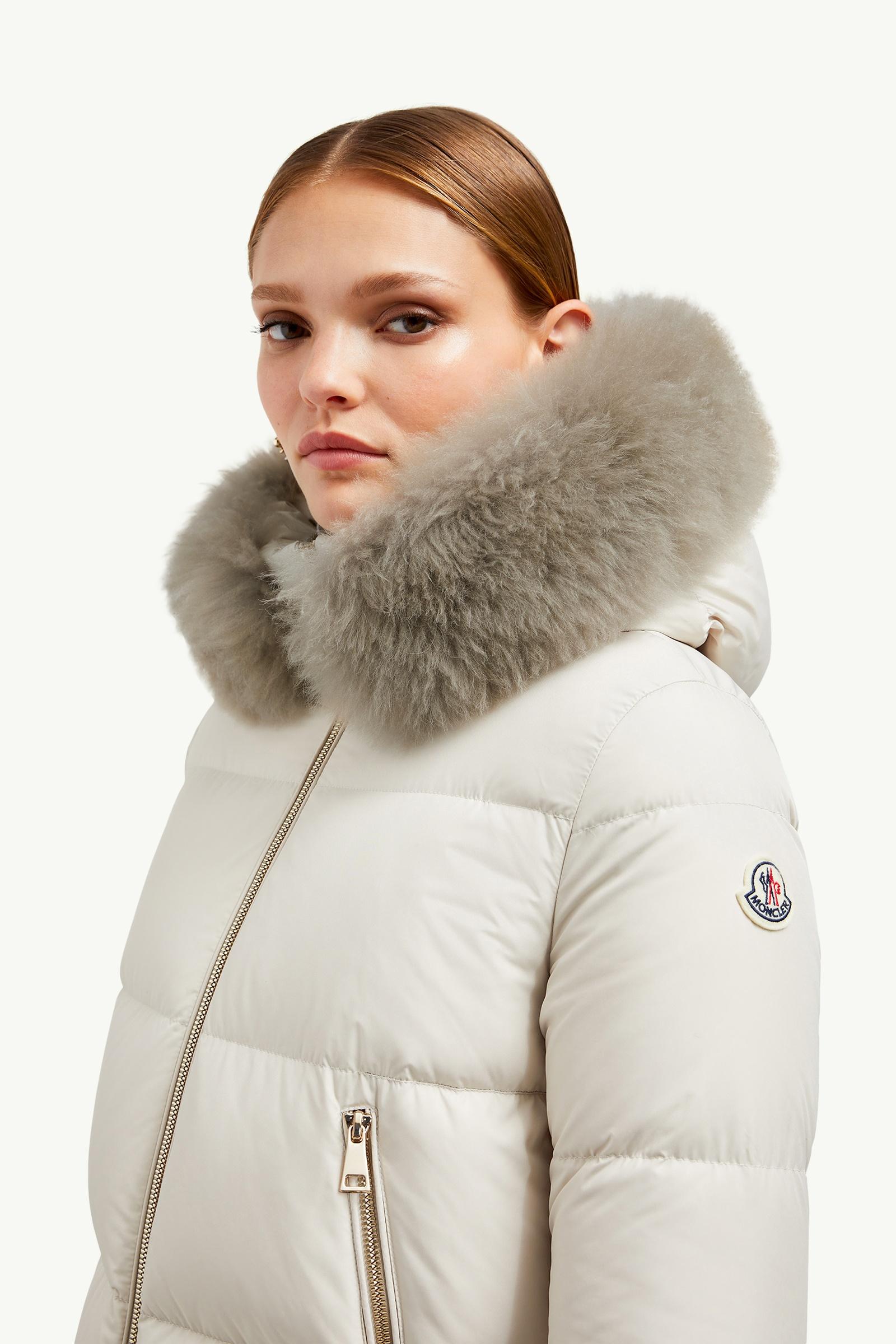 White Laichefur Shearling-Trimmed Short Down Jacket - Short Down