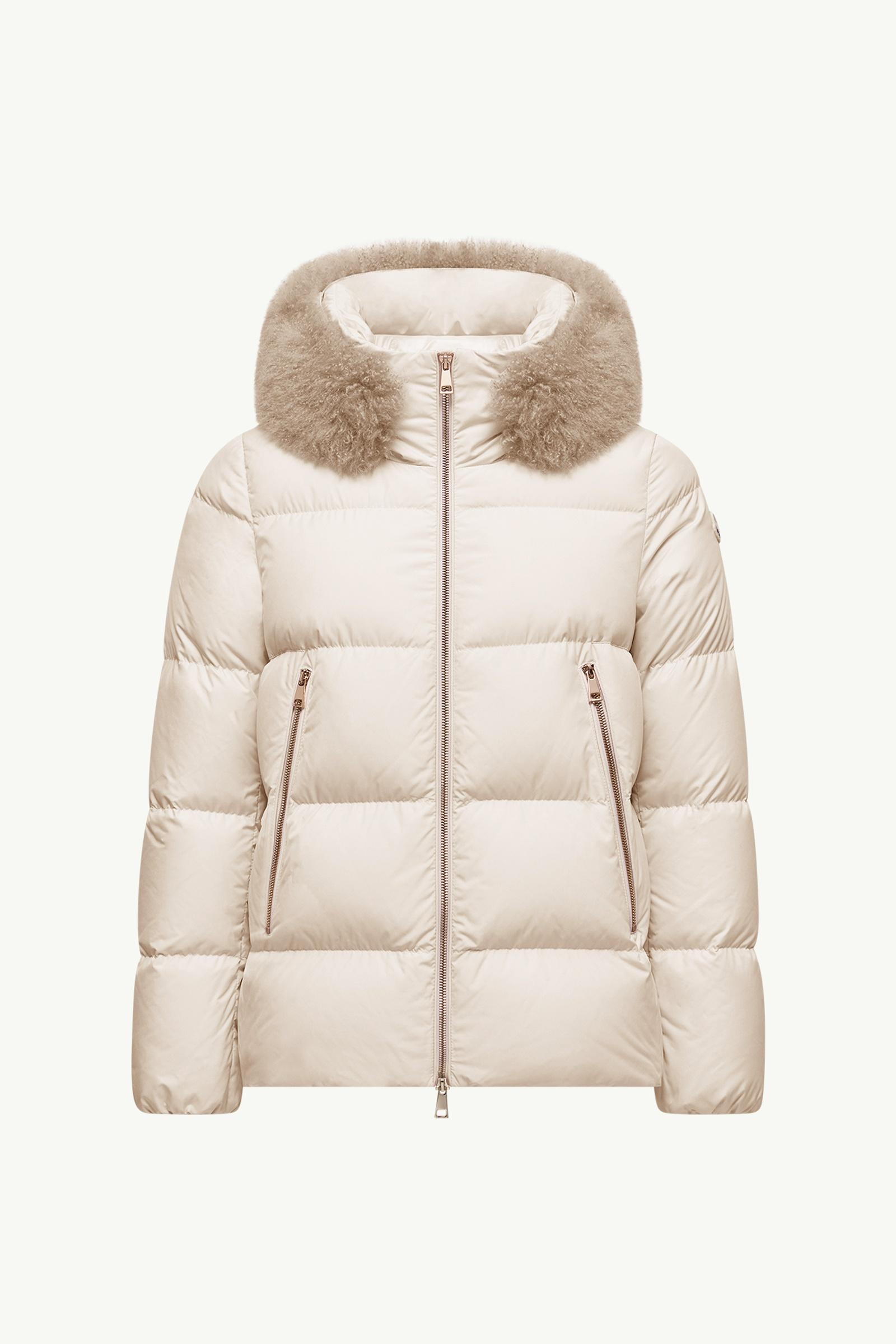 White Laichefur Shearling-Trimmed Short Down Jacket - Short Down