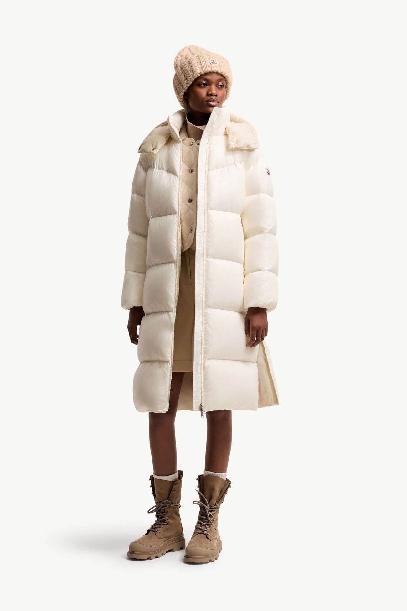 Harfang女士连帽长款羽绒大衣 女士 象牙白 Moncler 0
