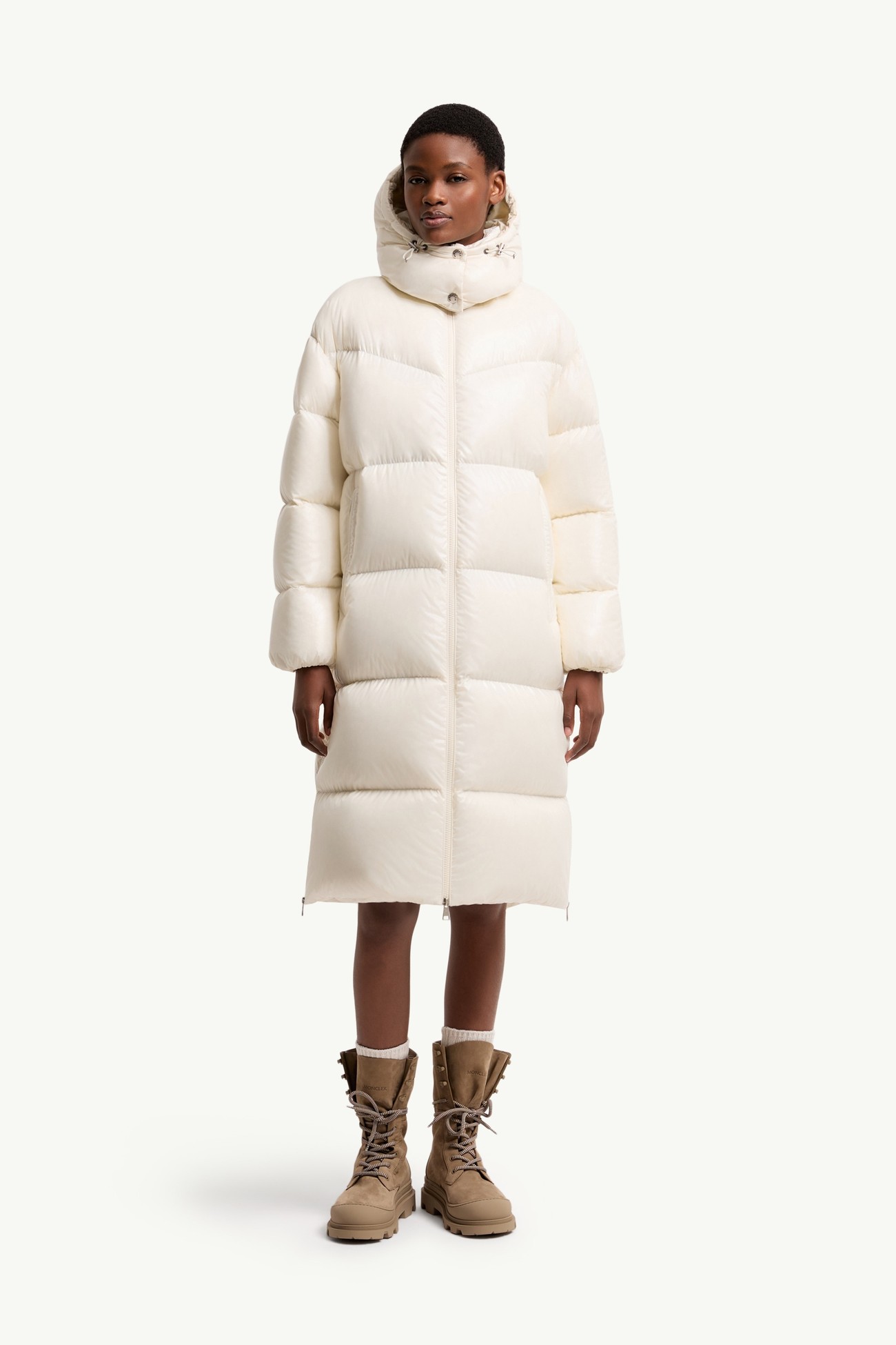 Harfang連帽長身羽絨大衣 女士 象牙白色 Moncler 3