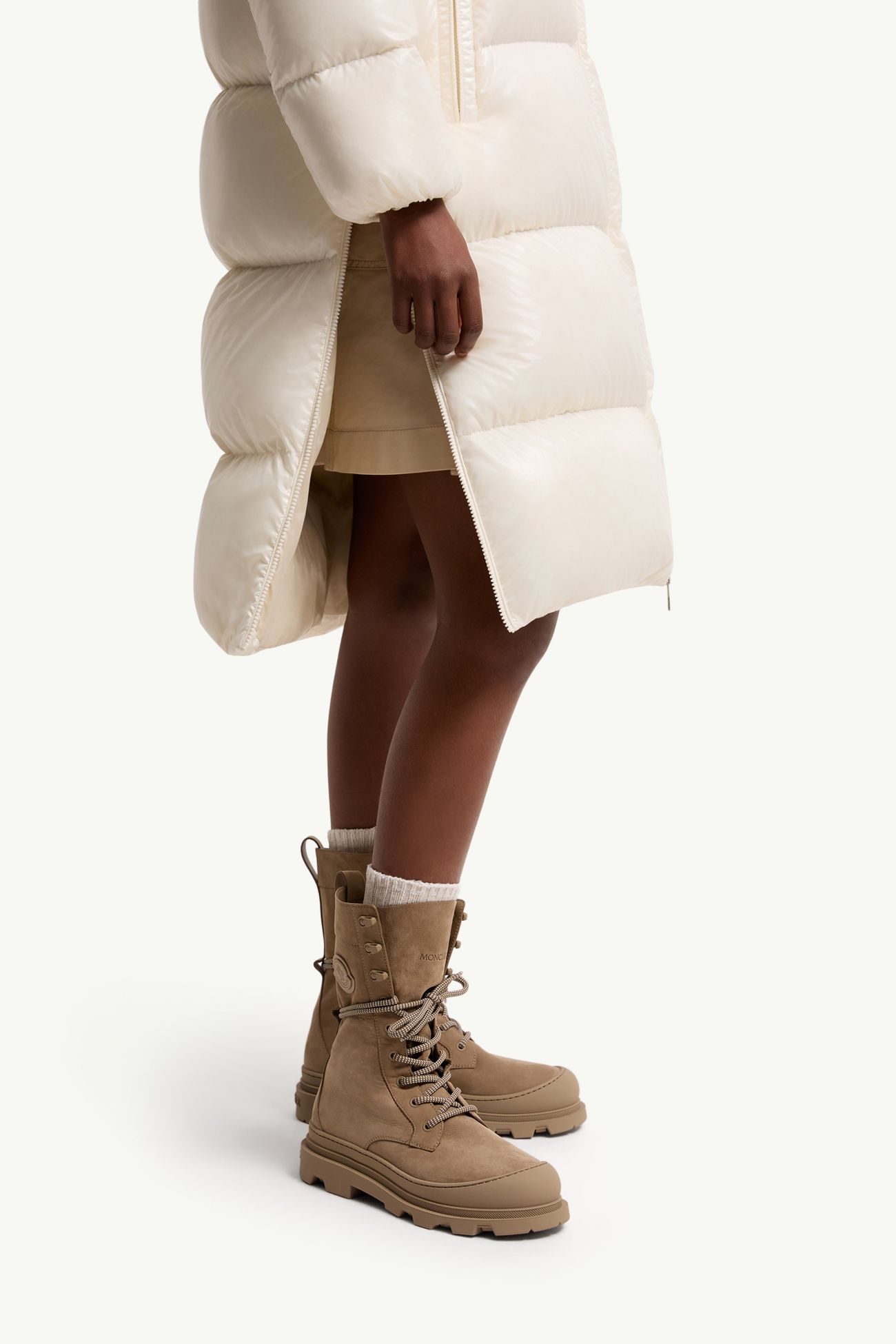 Plumífero largo con capucha Harfang Mujer Blanco Marfil Moncler 5