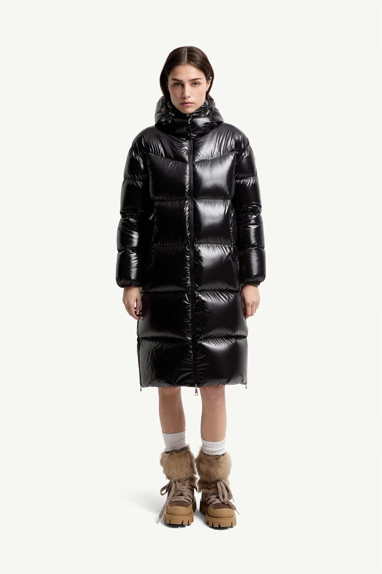 Harfang連帽長身羽絨大衣 女士 黑色 Moncler 3