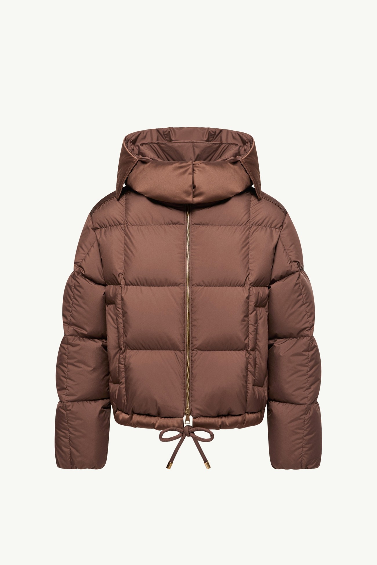 Legerete Square-Quilted Hooded Short Down Jacket Women Brown Moncler 2