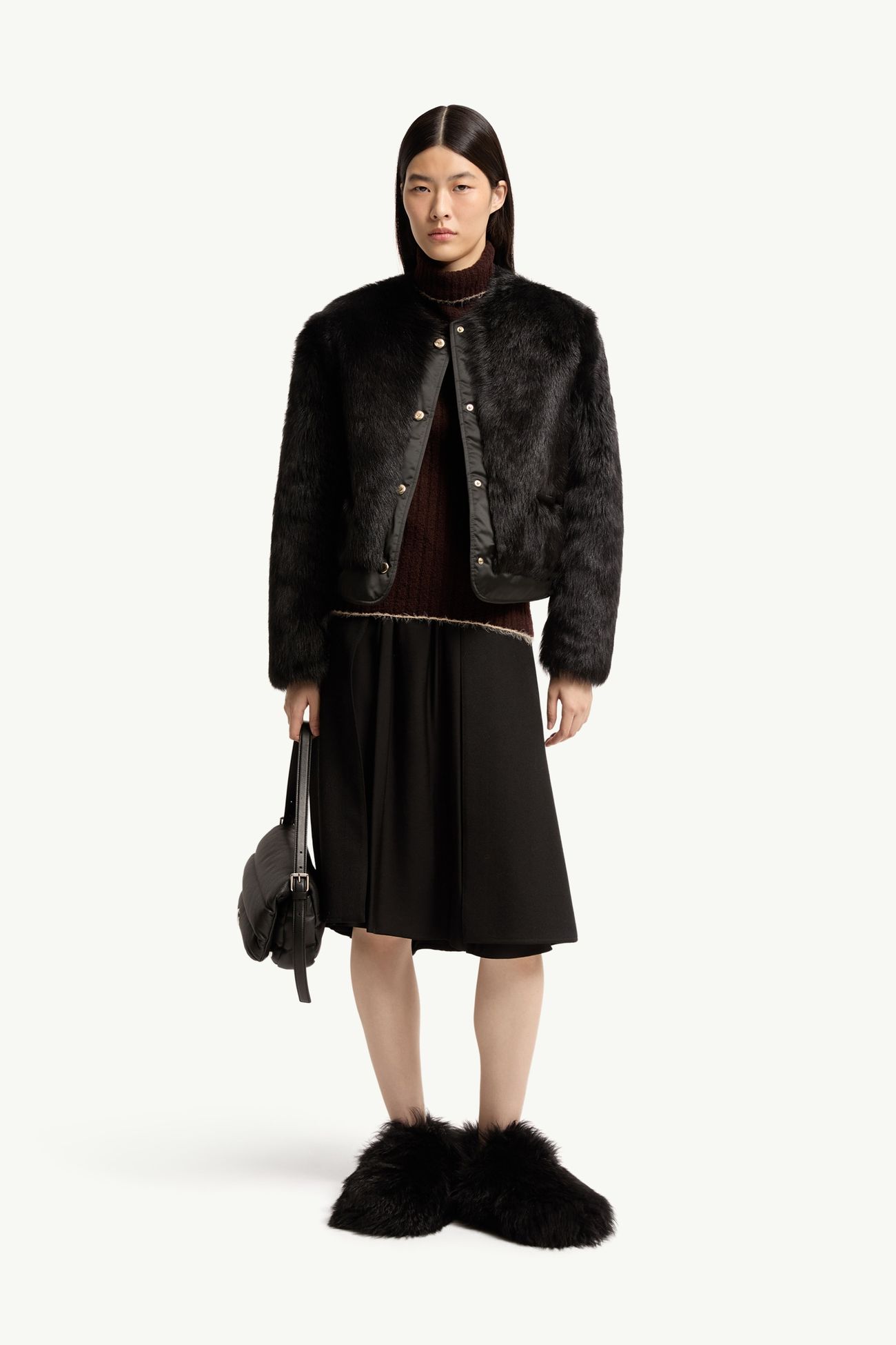 Doudoune courte Majestueux en shearling Femmes Noir Moncler 0