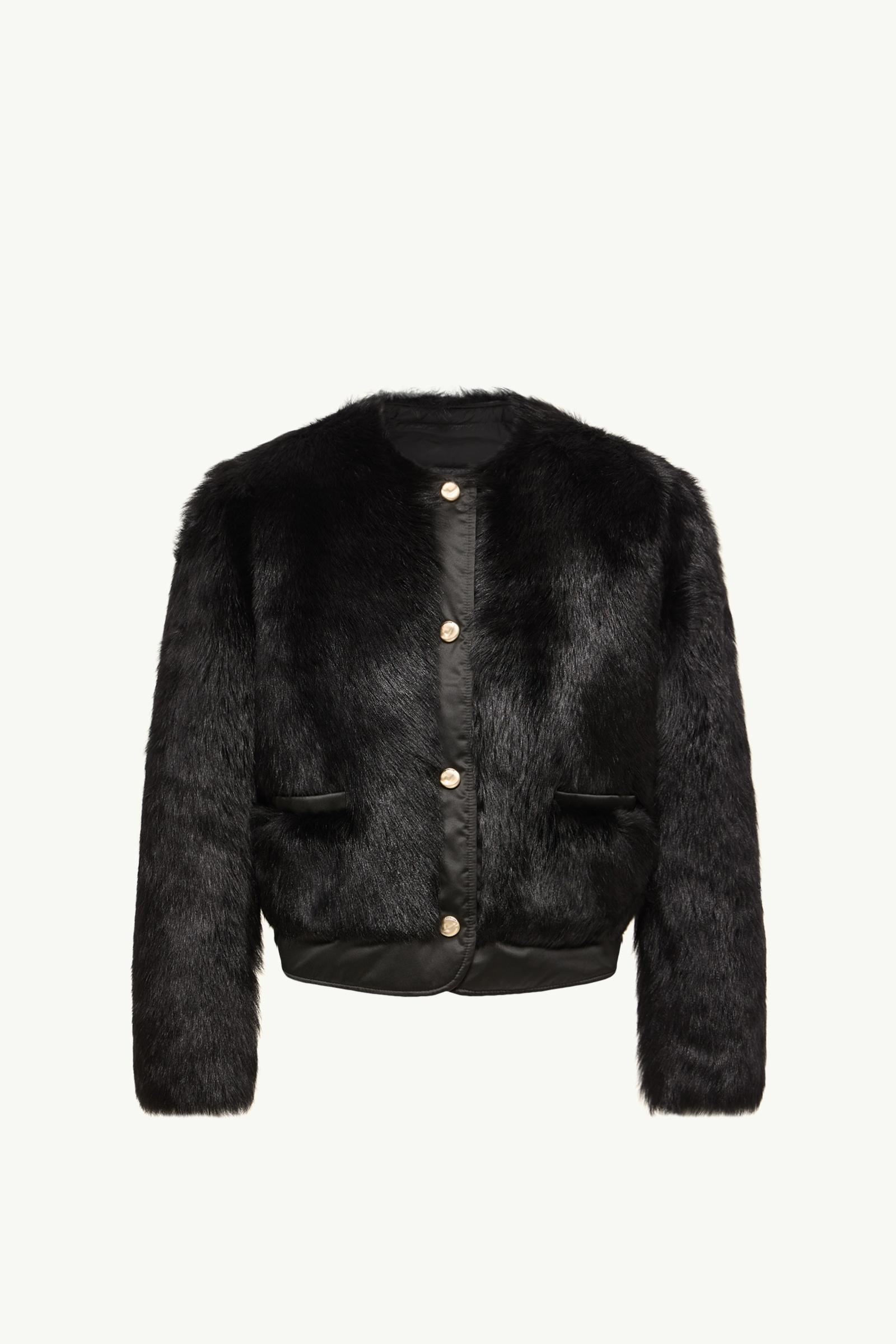 Majestueux Shearling Short Down Jacket Women Black Moncler, 1 of 0