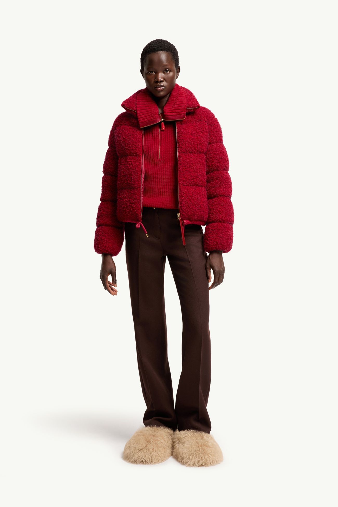 Plumífero corto de tweed Trascendance Mujer Rojo Moncler 0