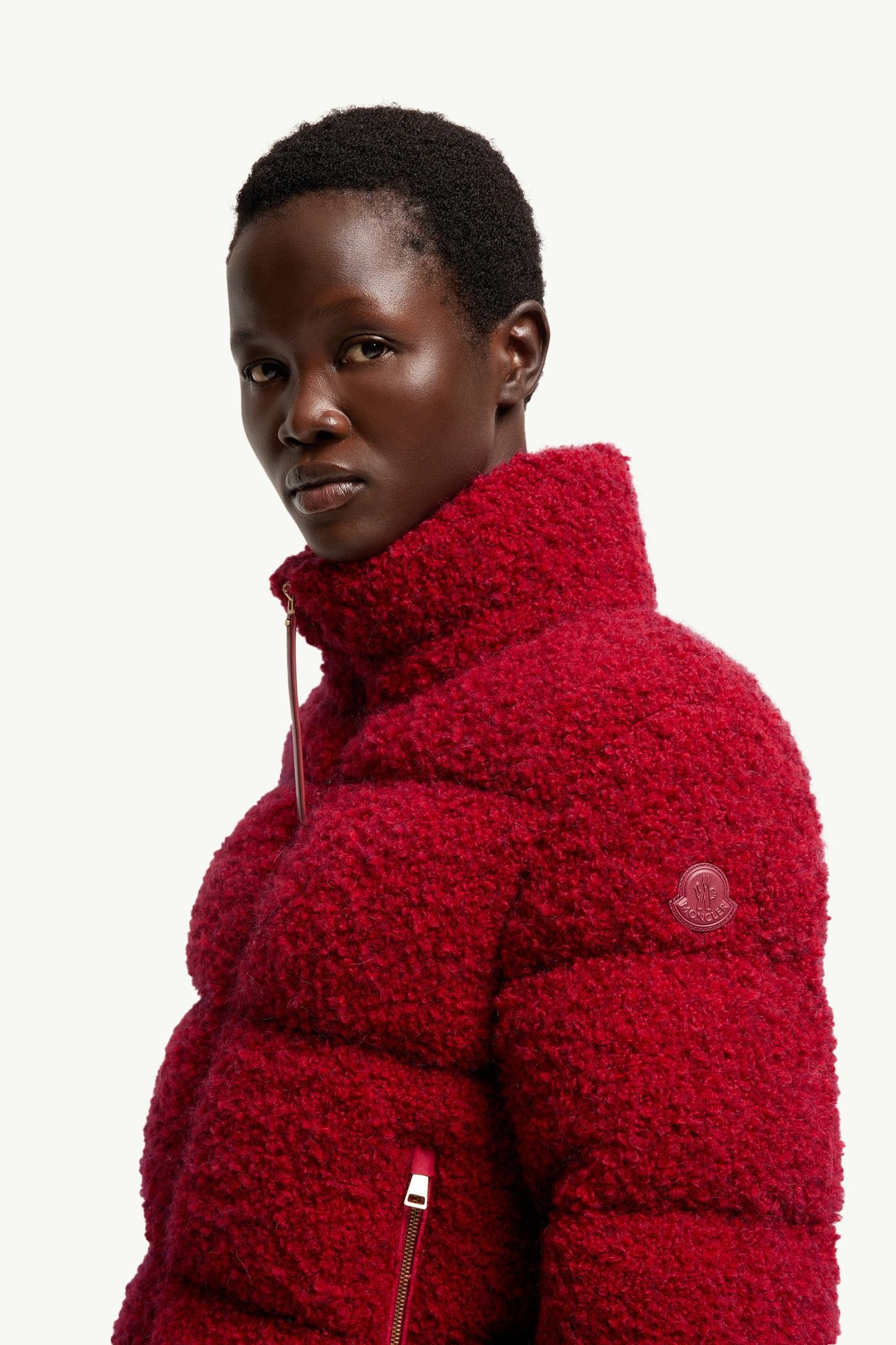 Trascendance Tweed Short Down Jacket Women Red Moncler 1