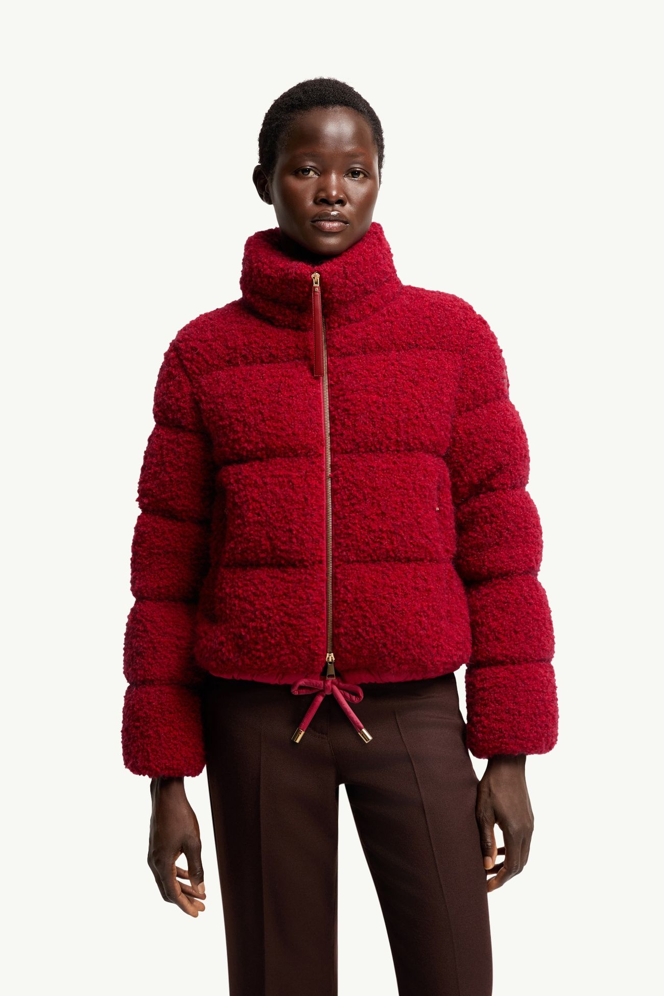 Trascendance Tweed Short Down Jacket Women Red Moncler 3