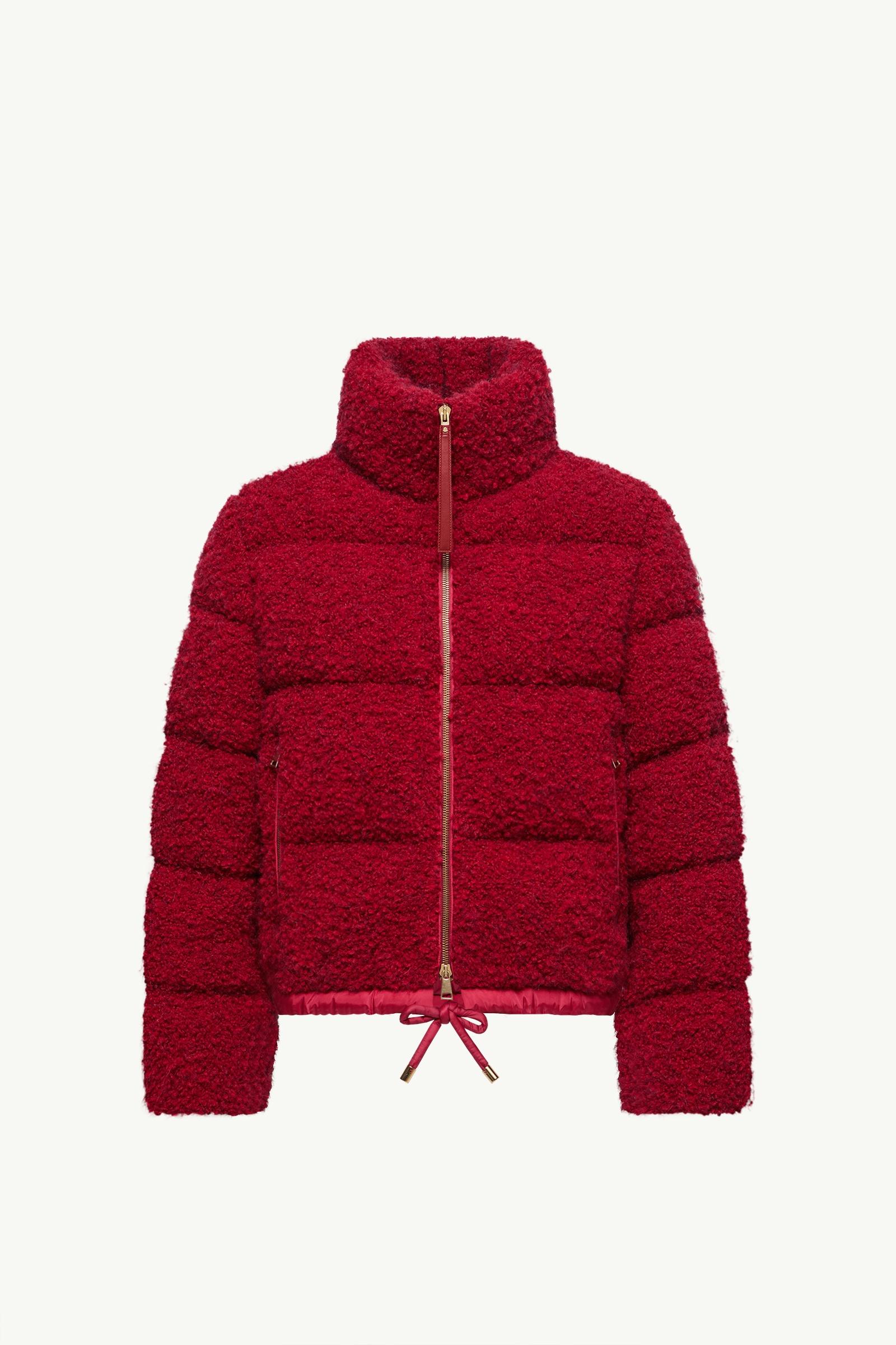 Trascendance Tweed Short Down Jacket Women Red Moncler