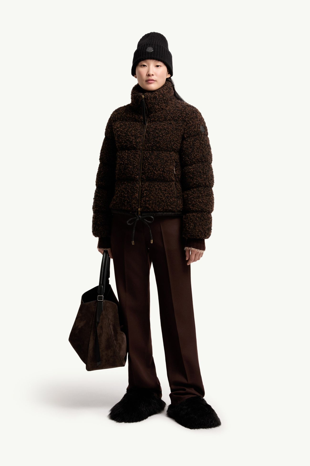 Trascendance Tweed Short Down Jacket Women Black Moncler 0