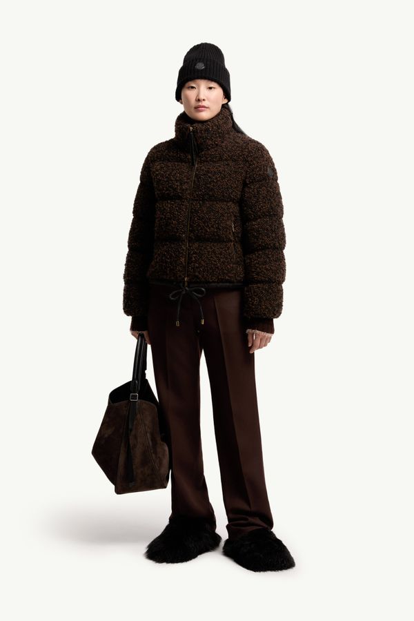 Trascendance Tweed Short Down Jacket Women Black Moncler 0