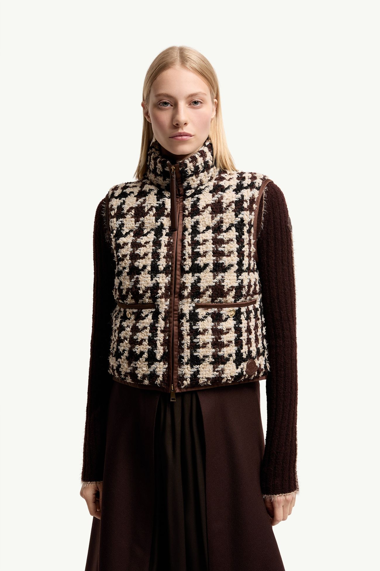 Emotionnalite粗花呢羽絨背心 女士 白色和啡色 Moncler 3