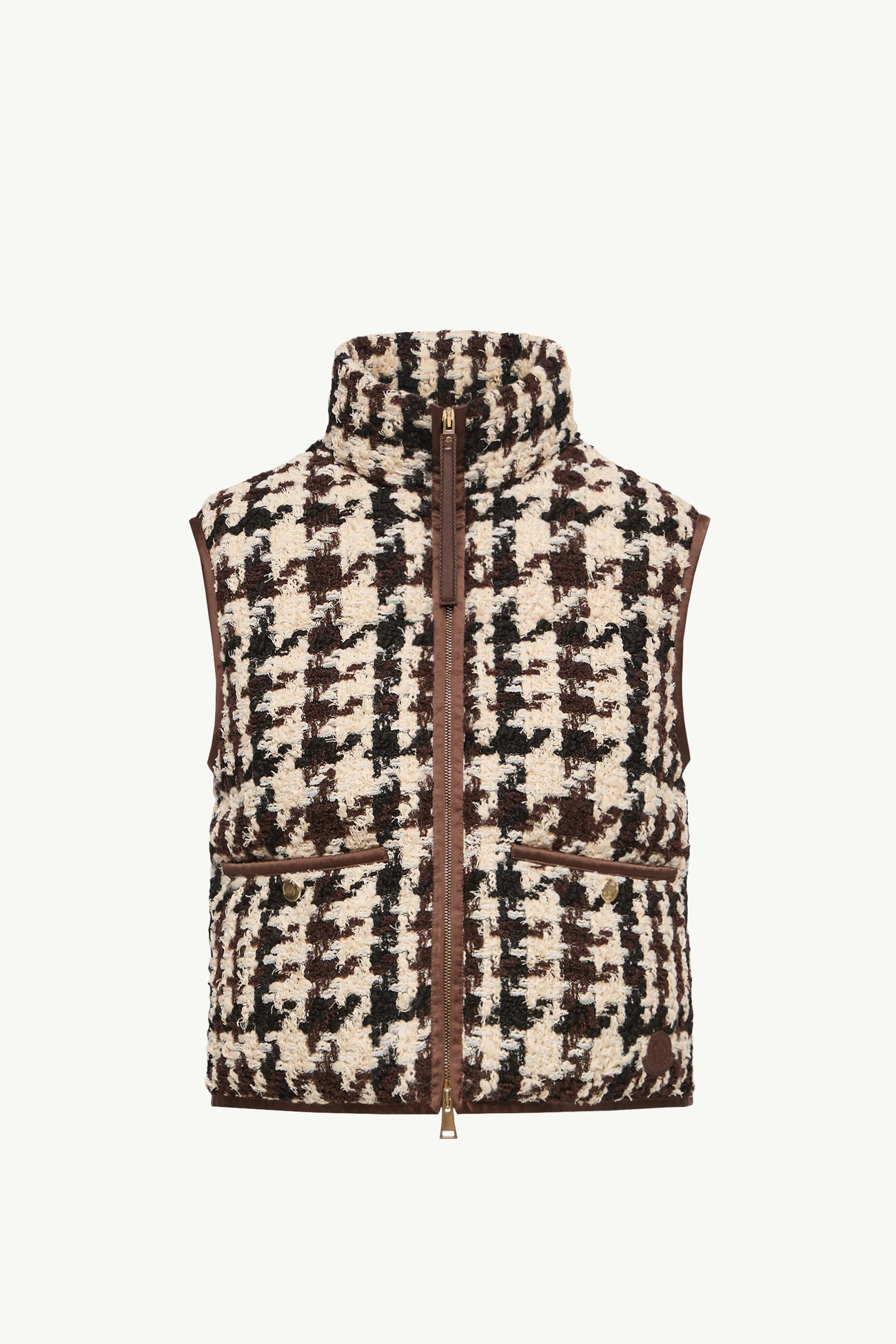 Emotionnalite Tweed Down Vest Women White & Brown Moncler 2