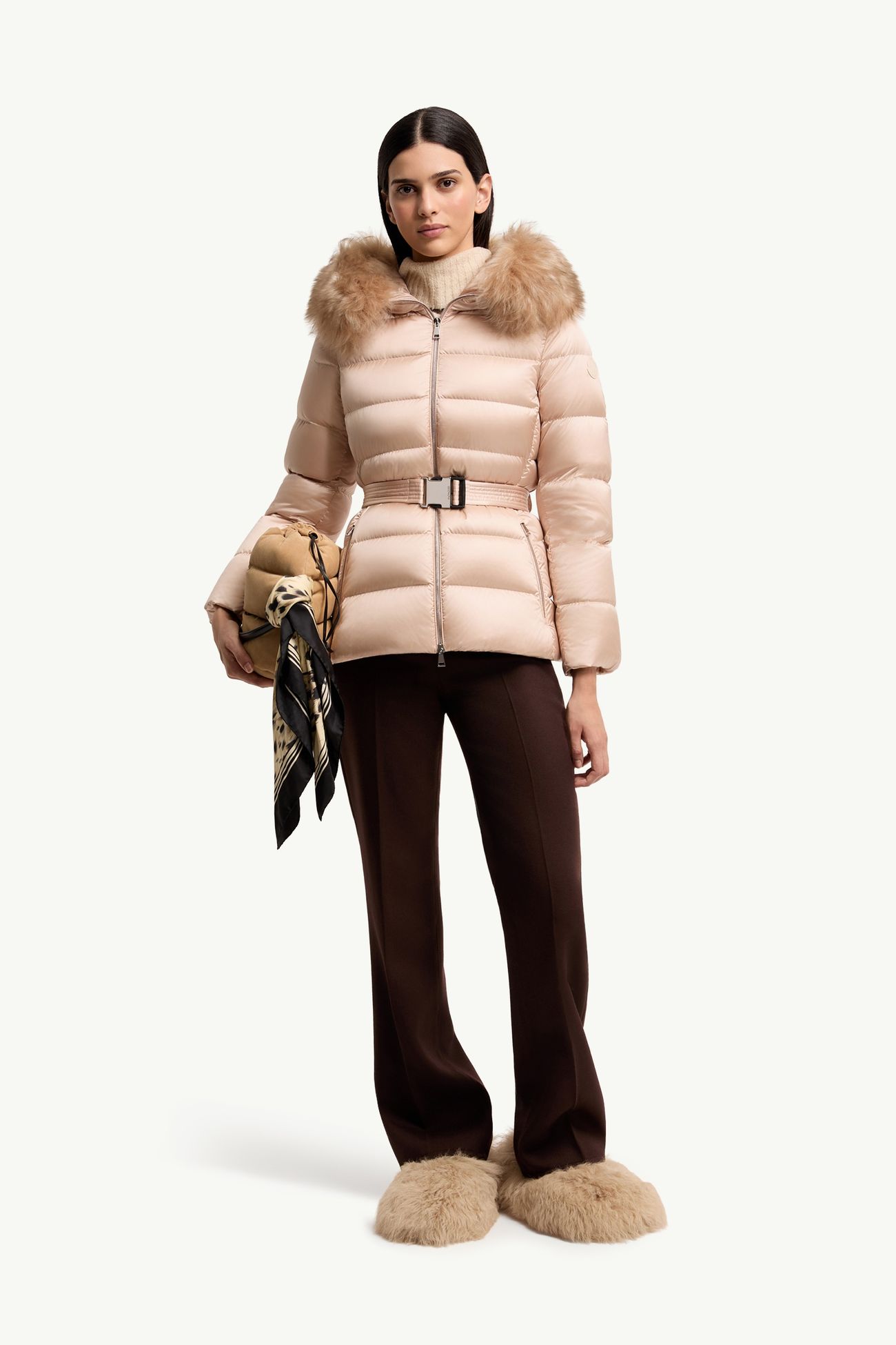 Cupidones kurze Daunenjacke mit Shearling-Besatz Damen Hellpink Moncler 0