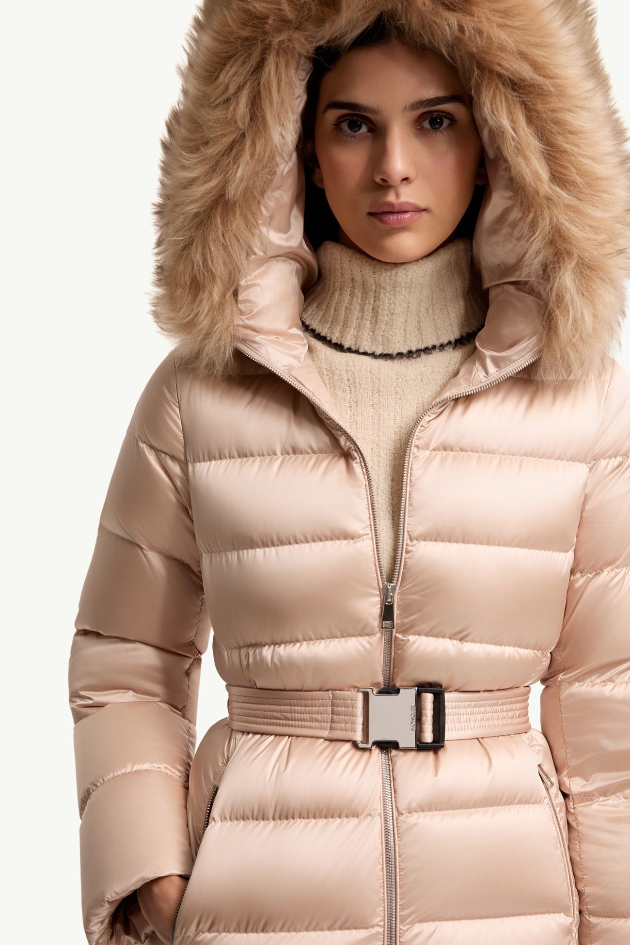 Cupidones kurze Daunenjacke mit Shearling-Besatz Damen Hellpink Moncler 6