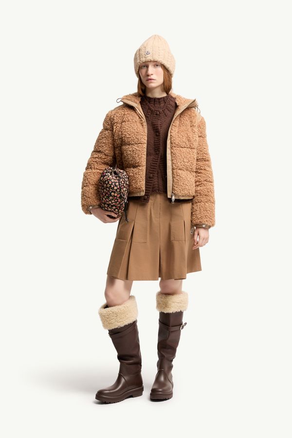 Alpestre 후드 테디 쇼트 다운 재킷 여성 베이지 Moncler 0