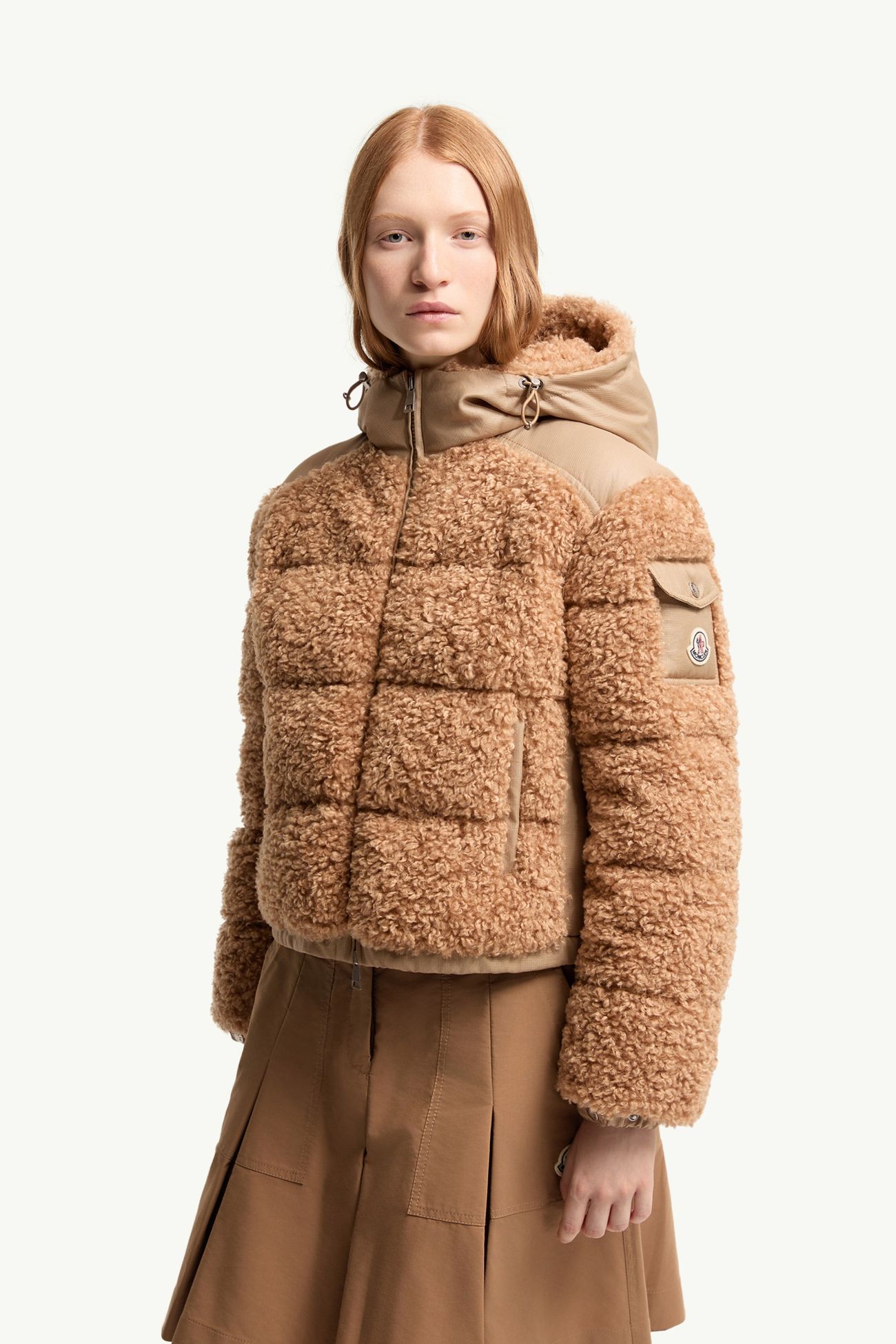 Alpestre 후드 테디 쇼트 다운 재킷 여성 베이지 Moncler 3