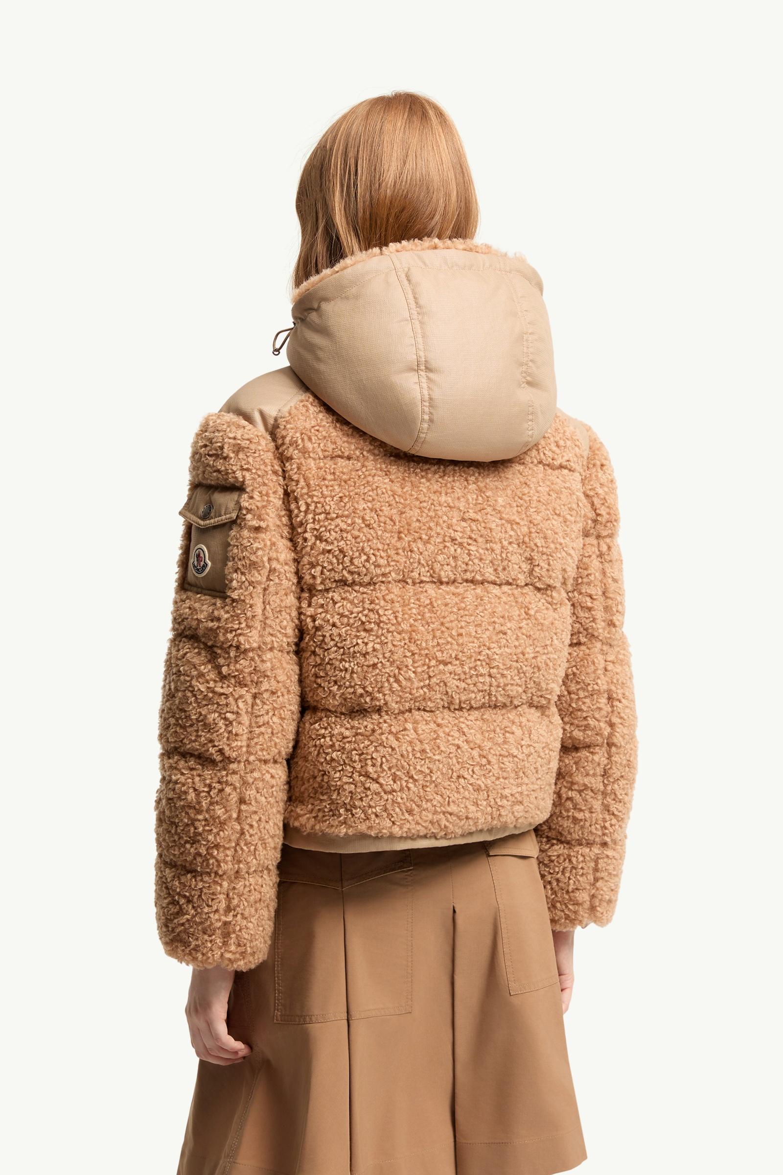Beige Alpestre Hooded Teddy Short Down Jacket - Short Down Jackets