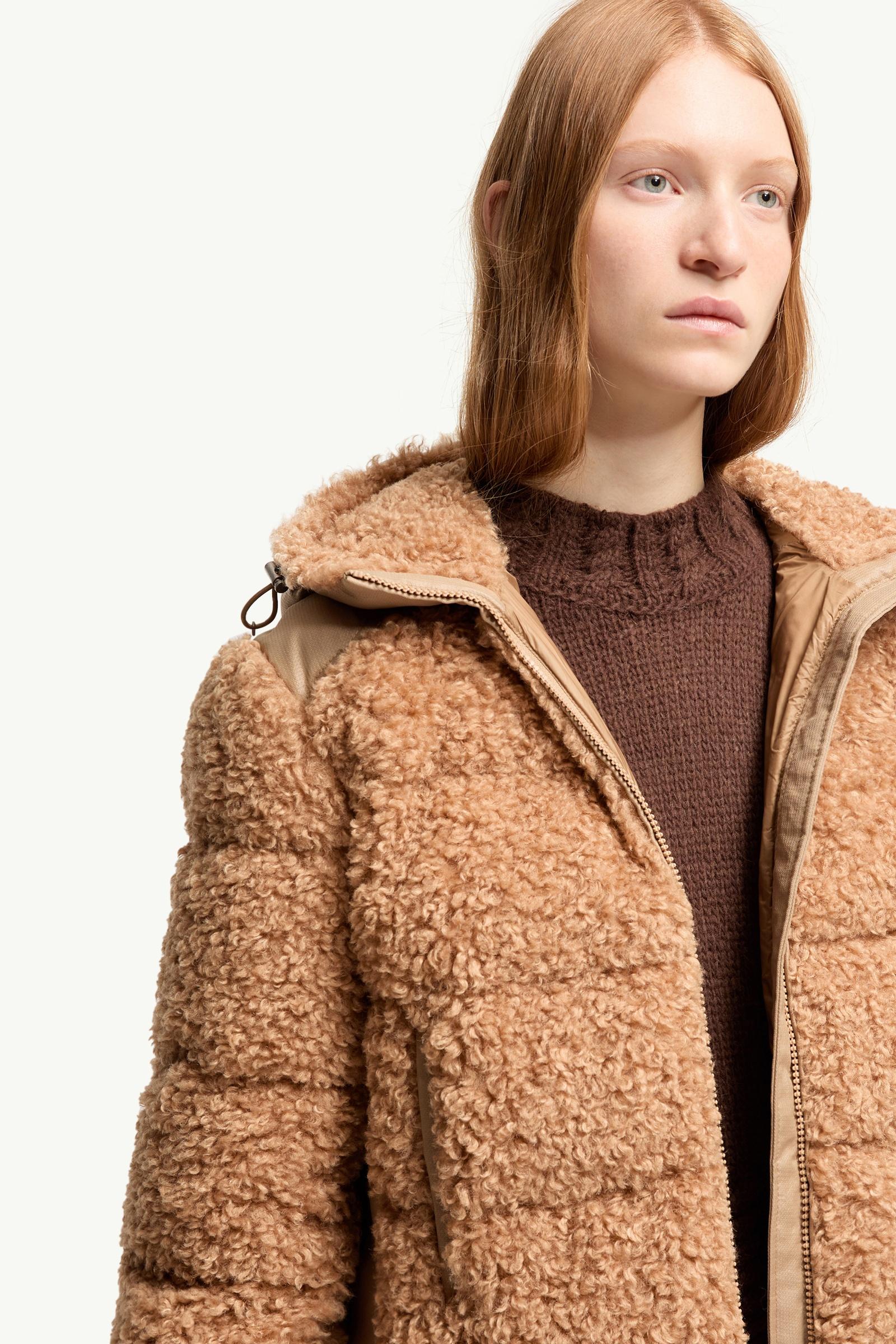 Beige Alpestre Hooded Teddy Short Down Jacket - Short Down Jackets