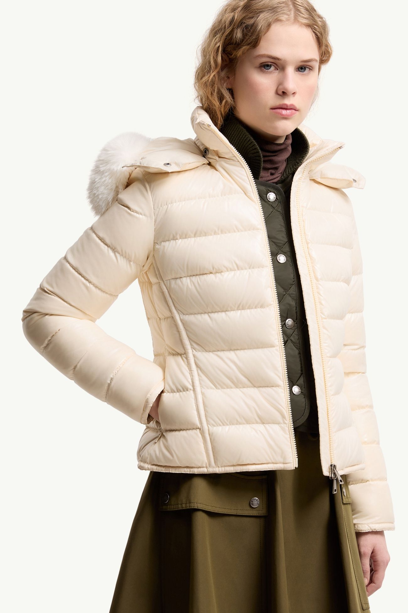 Badyeffe Hooded Short Down Jacket Women White Ivory Moncler 5