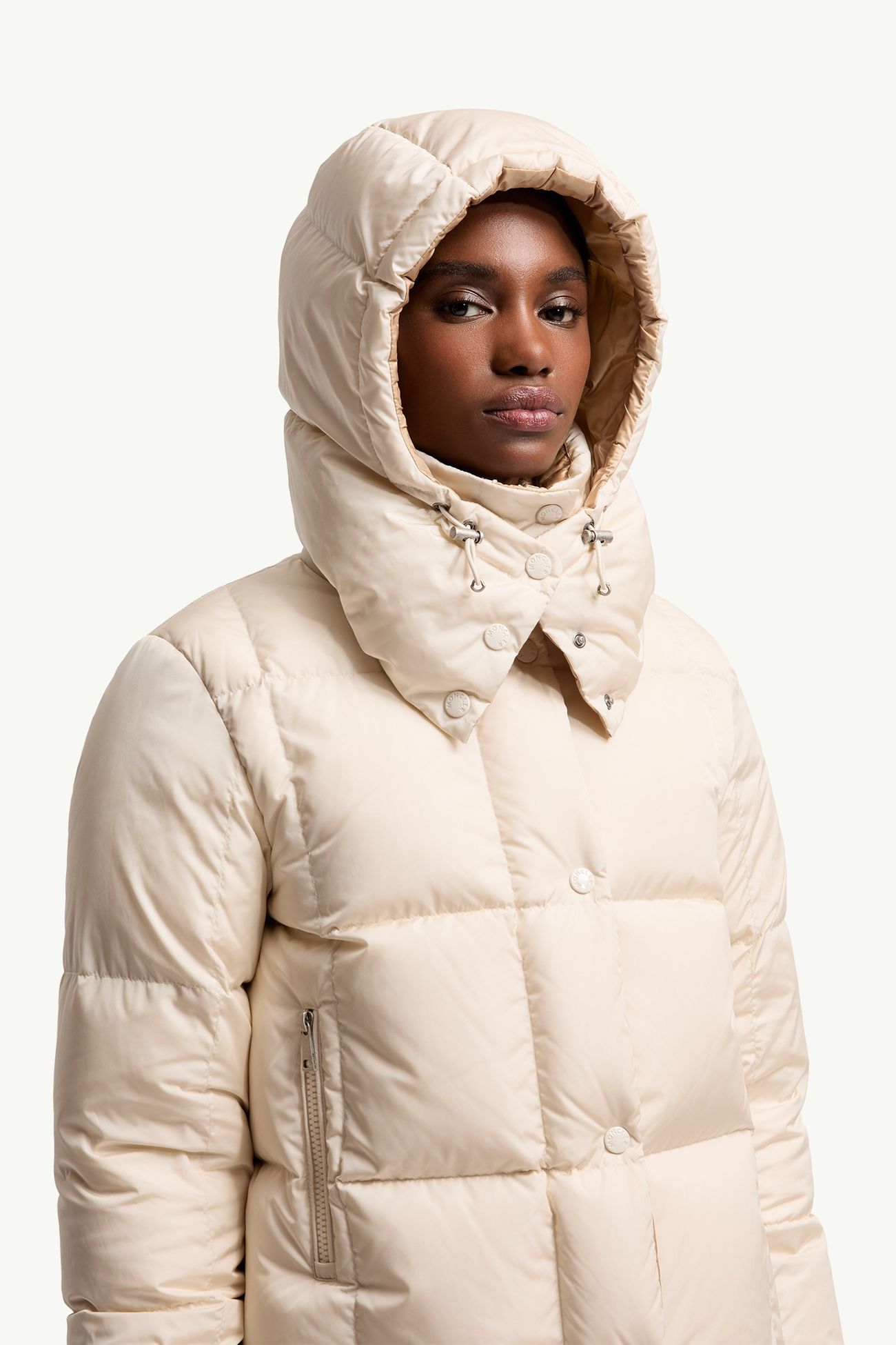 Castelnew Hooded Down Jacket Women White Ivory Moncler 5