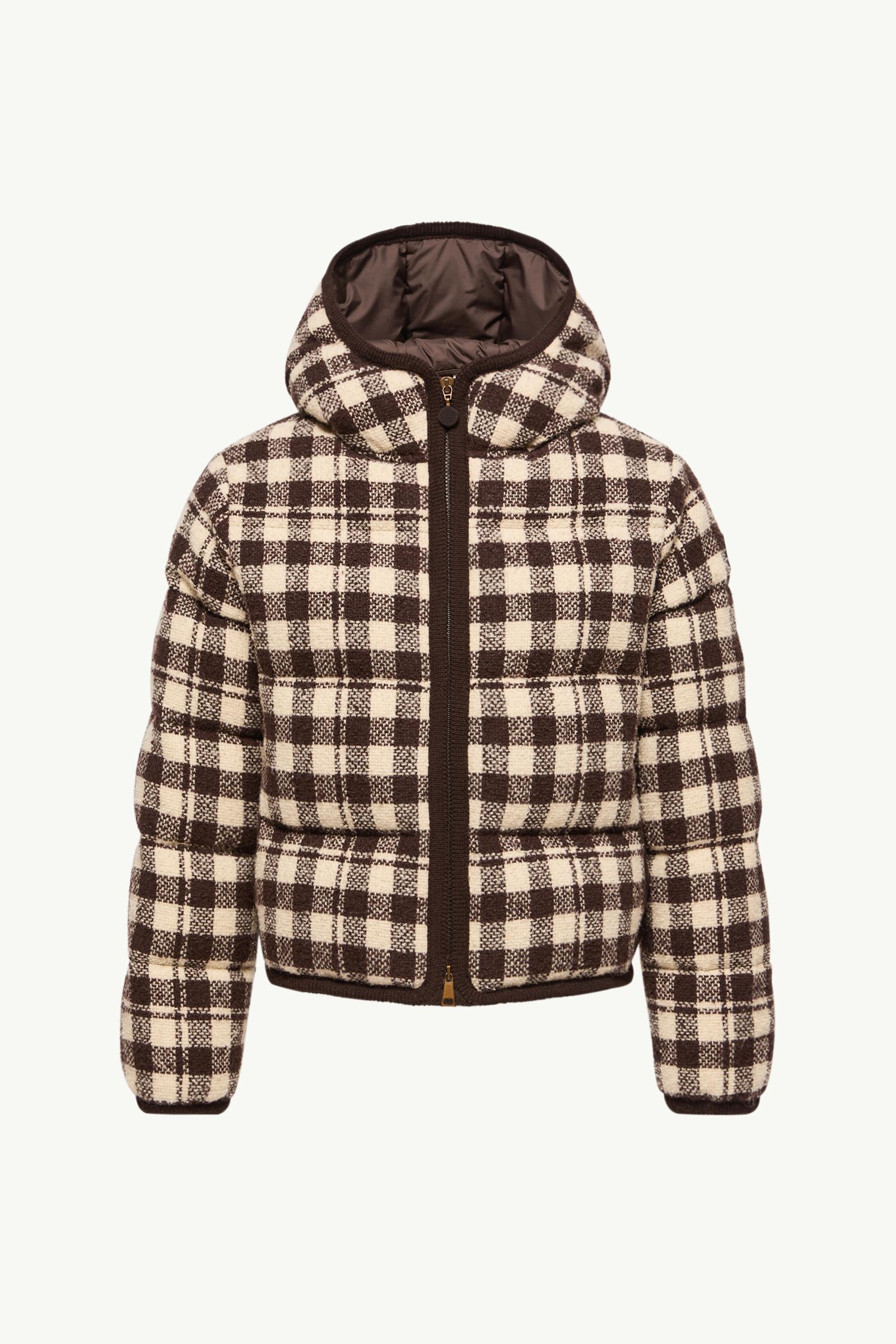 Abstraction Hooded Wool Blend Short Down Jacket Women Brown & White Moncler, 1 of 0