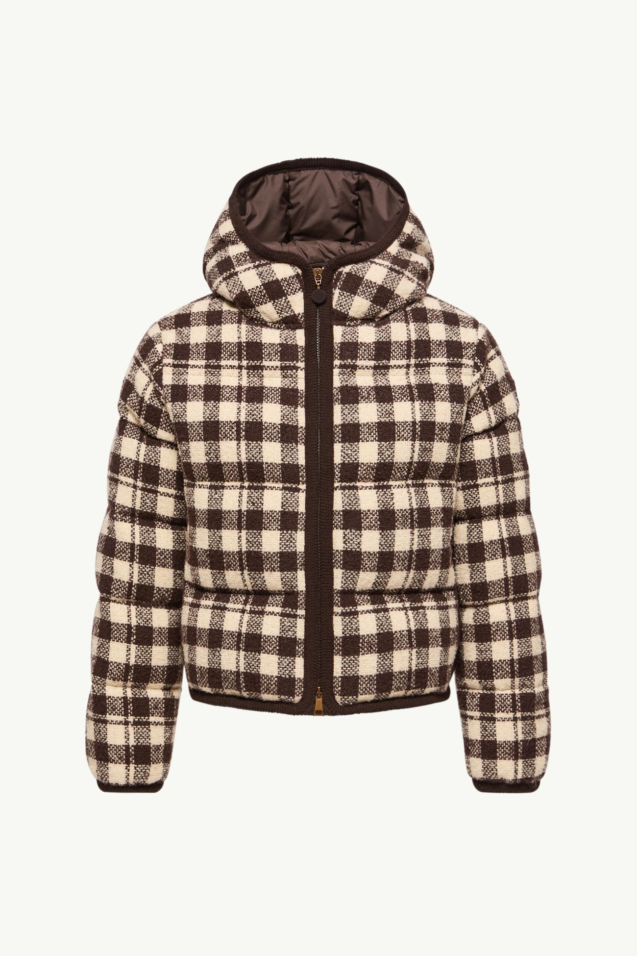 Abstraction連帽羊毛混紡短身羽絨外套 女士 Brown & White Moncler 2