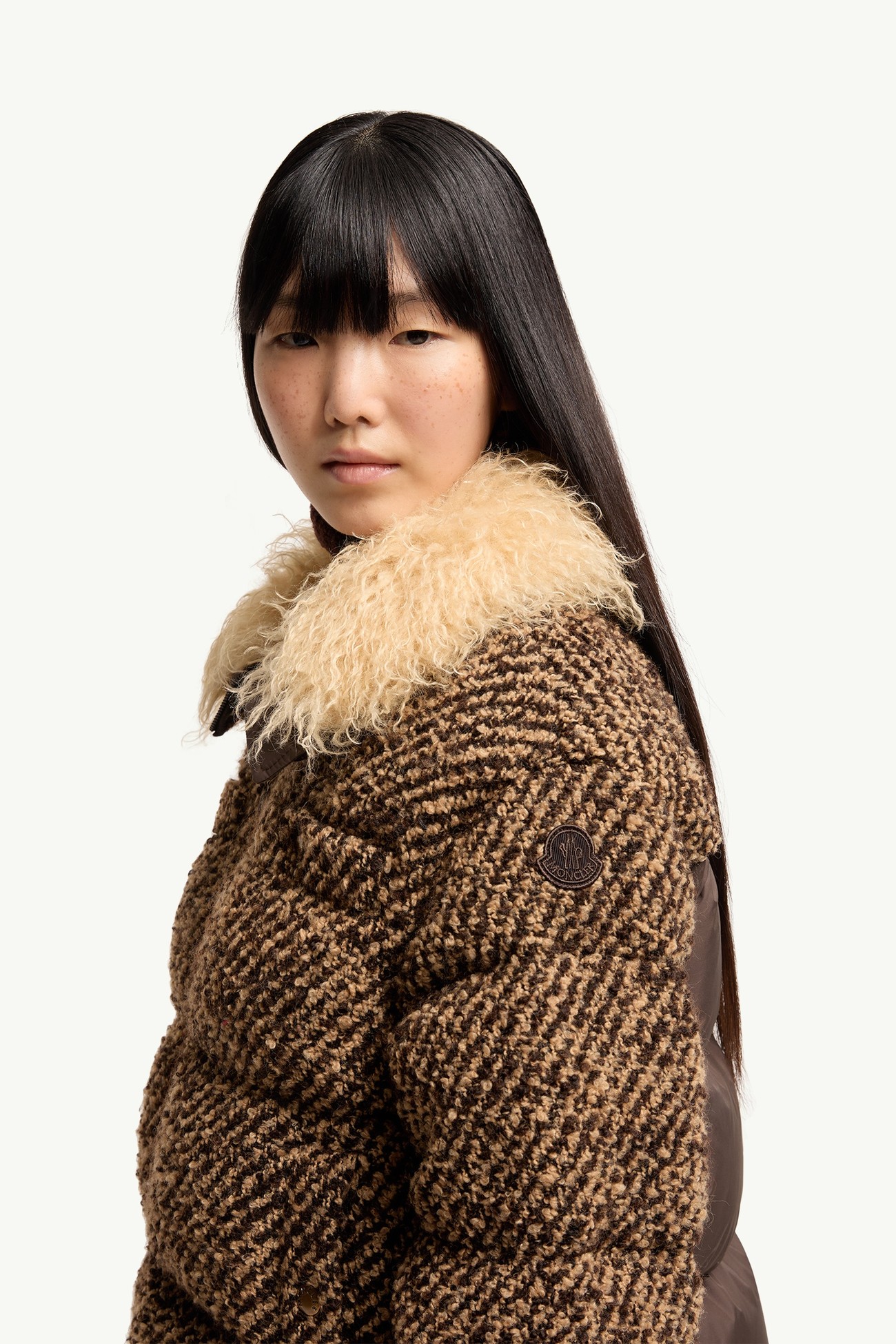 Dynamique Bouclé Short Down Jacket Women Brown Moncler 1