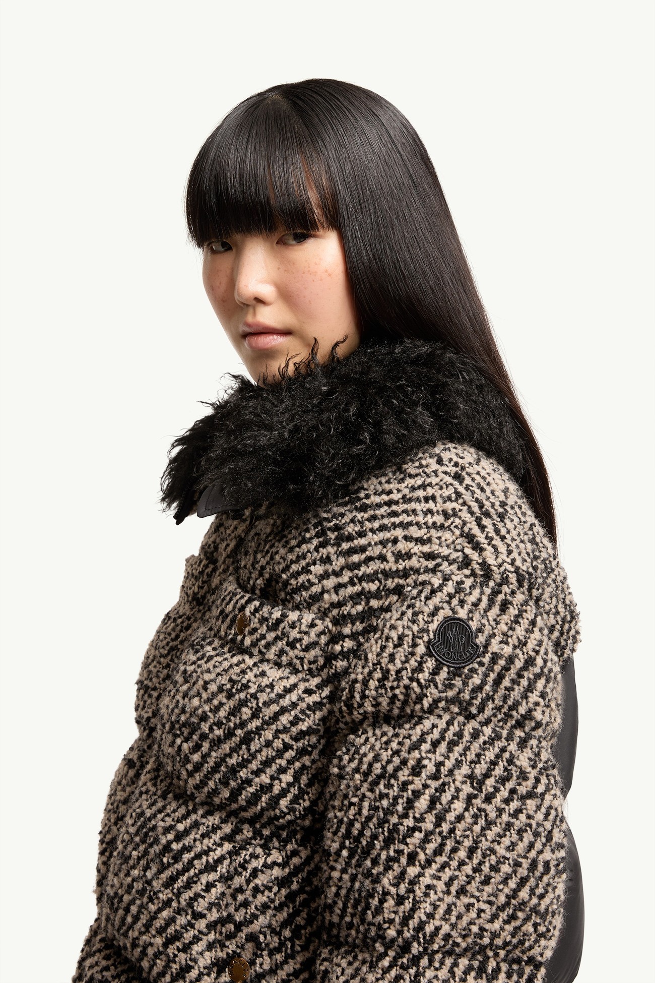 Dynamique Bouclé Short Down Jacket Women Dark Gray Moncler 1