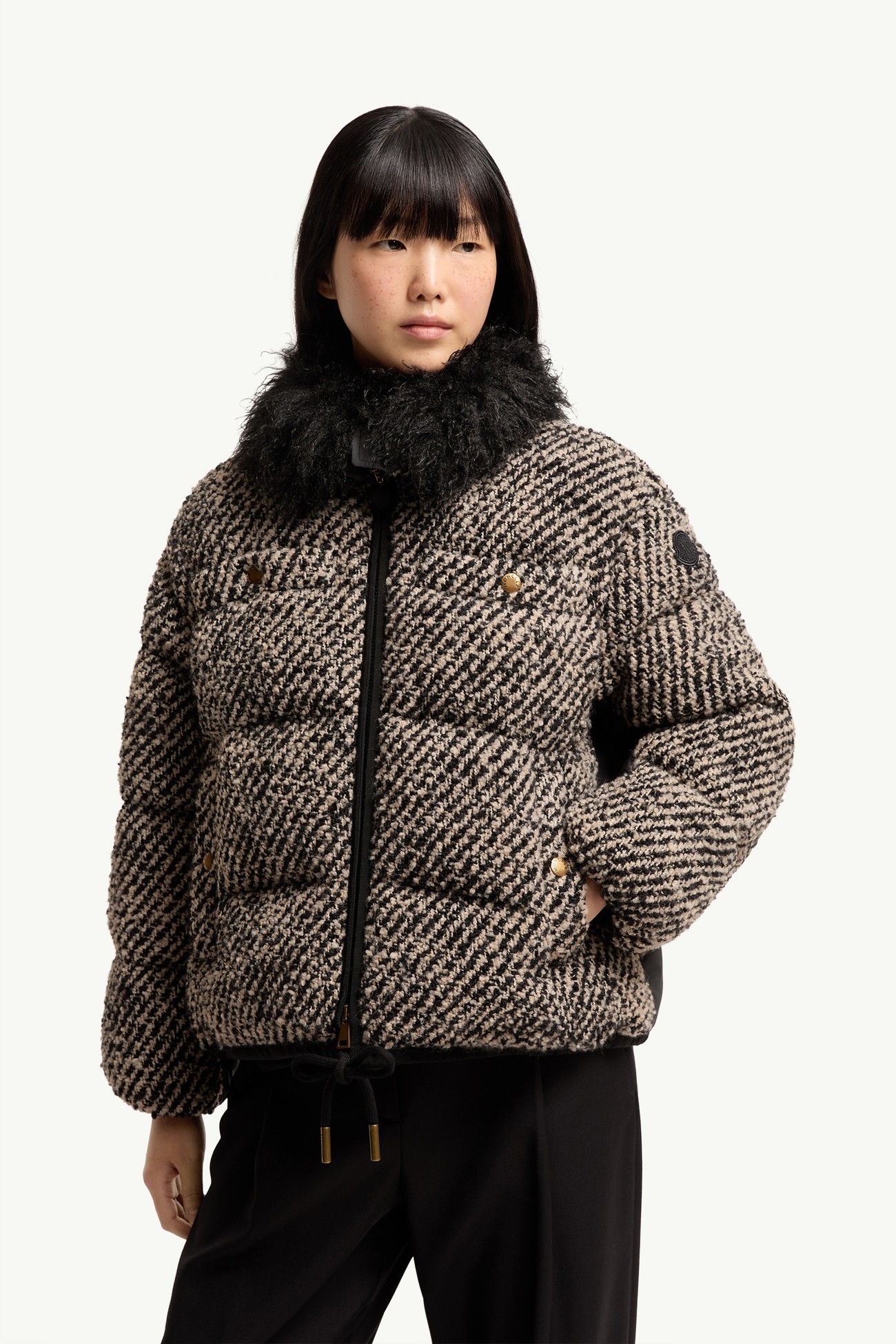 Piumino corto bouclé Dynamique Donna Grigio Scuro Moncler 3