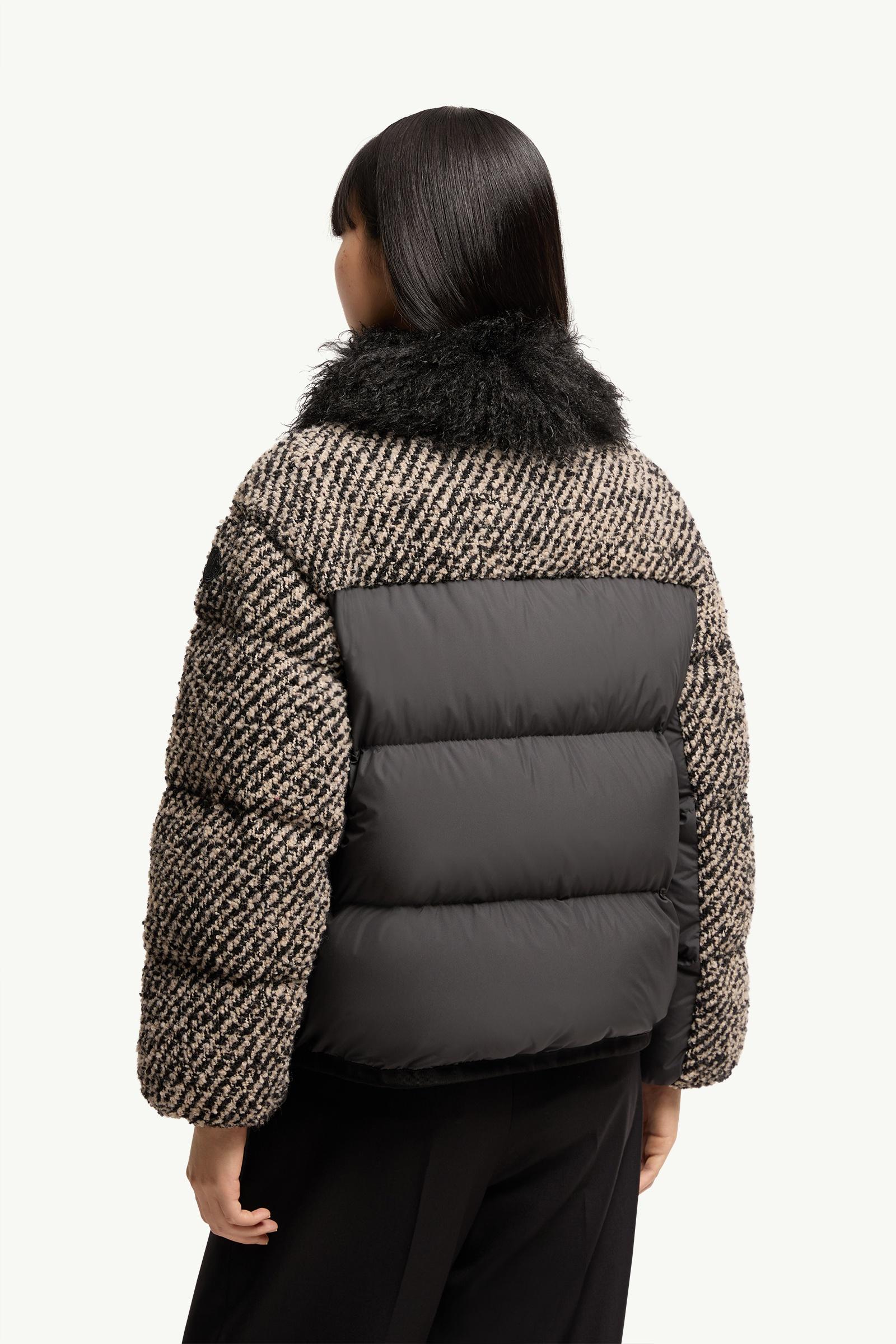 Dark Gray Dynamique Bouclé Short Down Jacket - Short Down Jackets