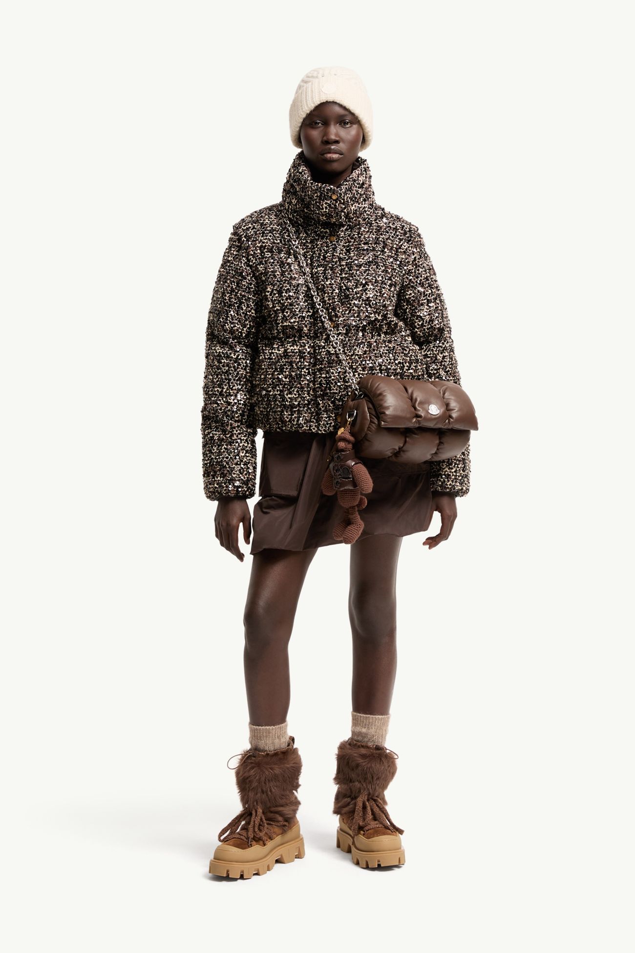 Poetique 2-in-1 쇼트 시퀸 다운 재킷 여성 브라운 Moncler 0