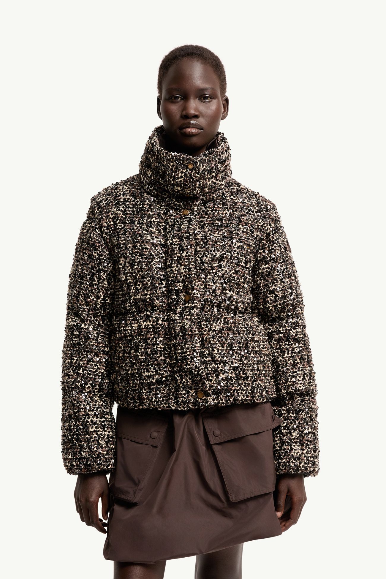 Poetique女士二合一短款亮片羽绒夹克外套 女士 棕色 Moncler 3