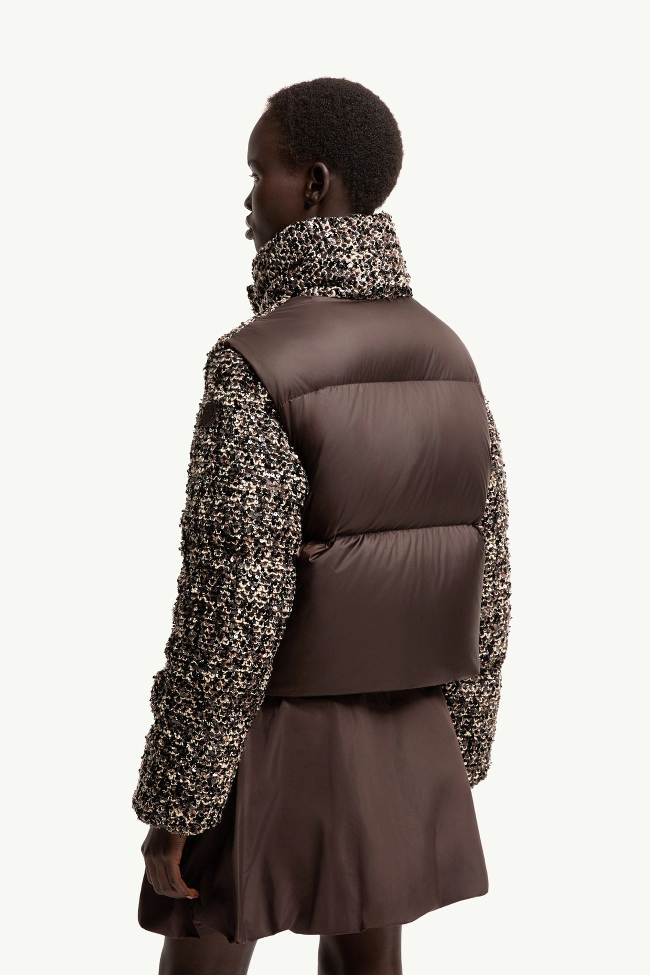 Plumífero corto 2 en 1 con lentejuelas Poetique Mujer Marrón Moncler 4