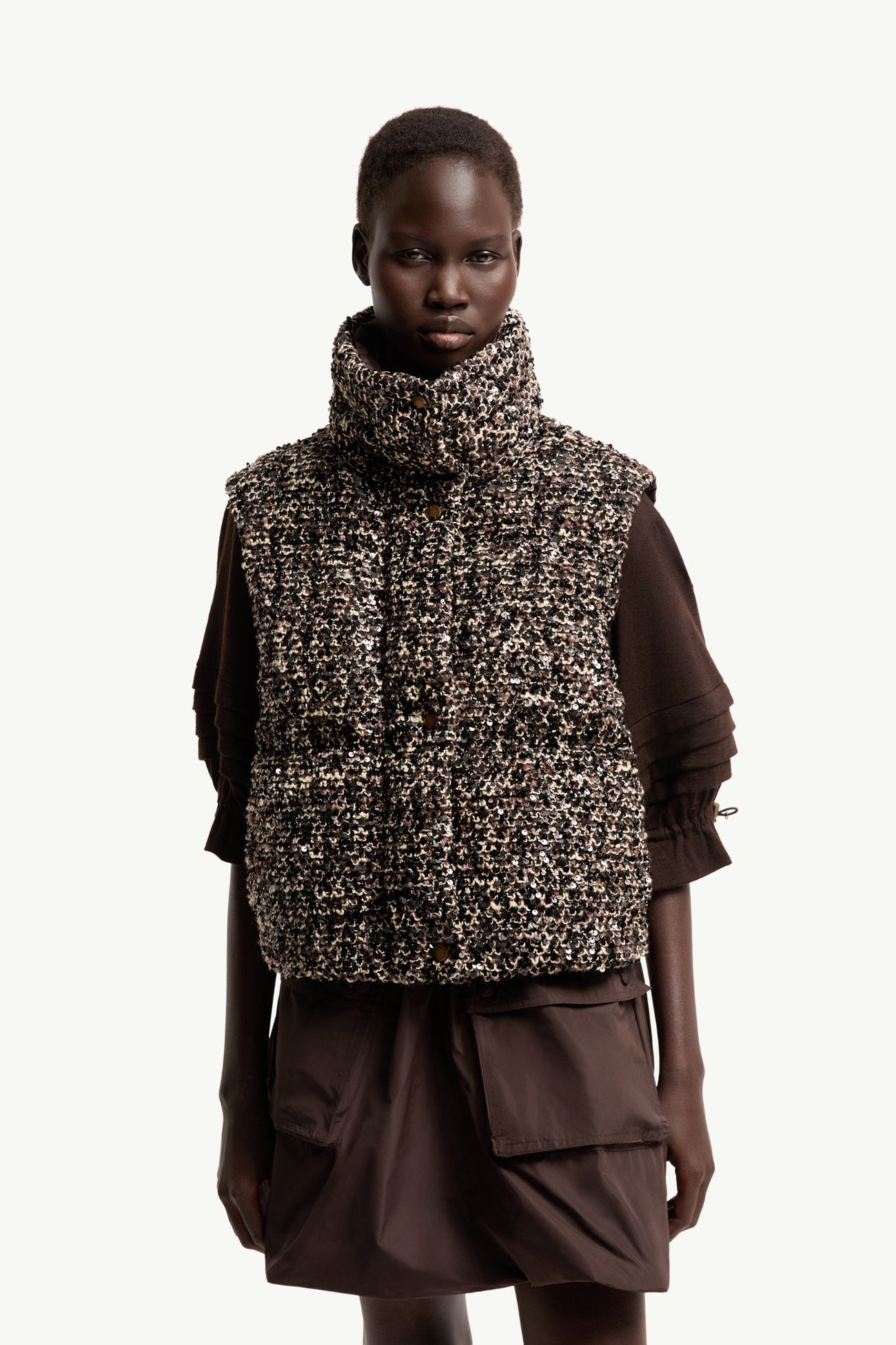 Poetique女士二合一短款亮片羽绒夹克外套 女士 棕色 Moncler 5