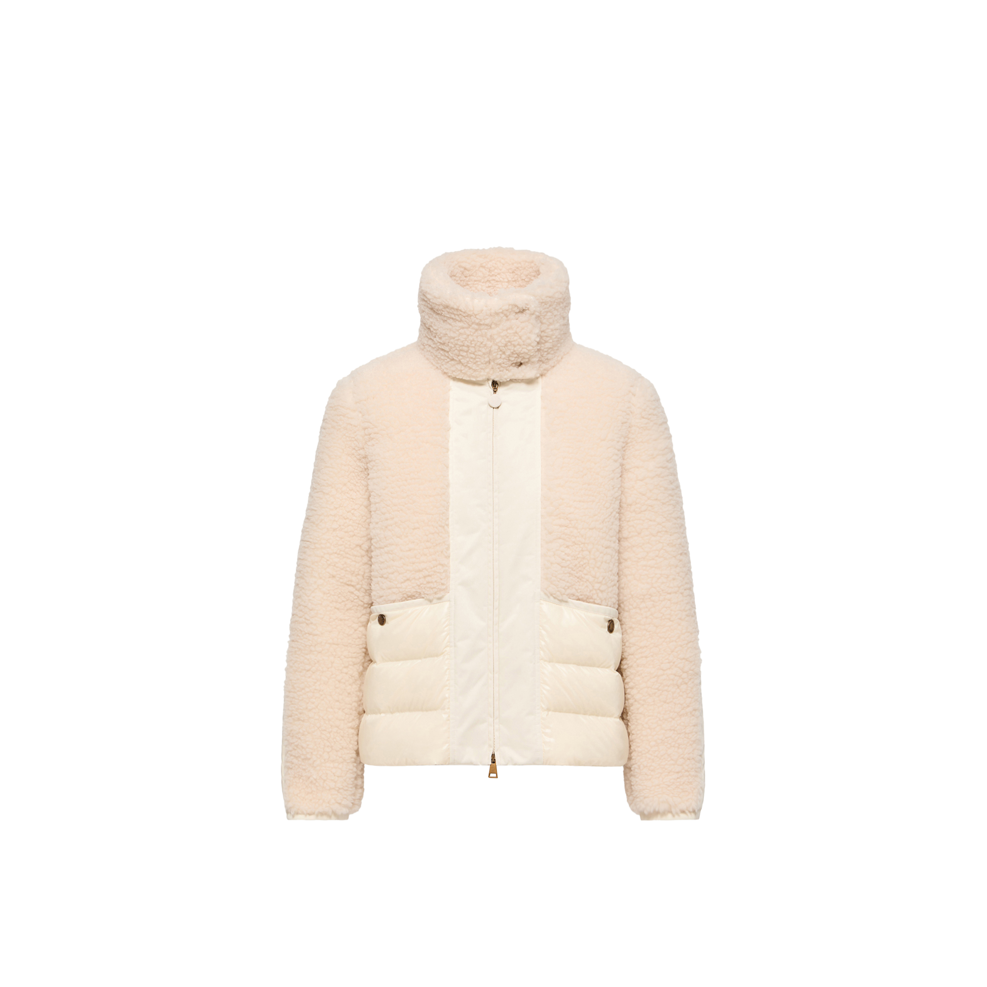 Moncler Glorieux Hooded Teddy Short Down Jacket for Women in White, Size: 24 - Image 1