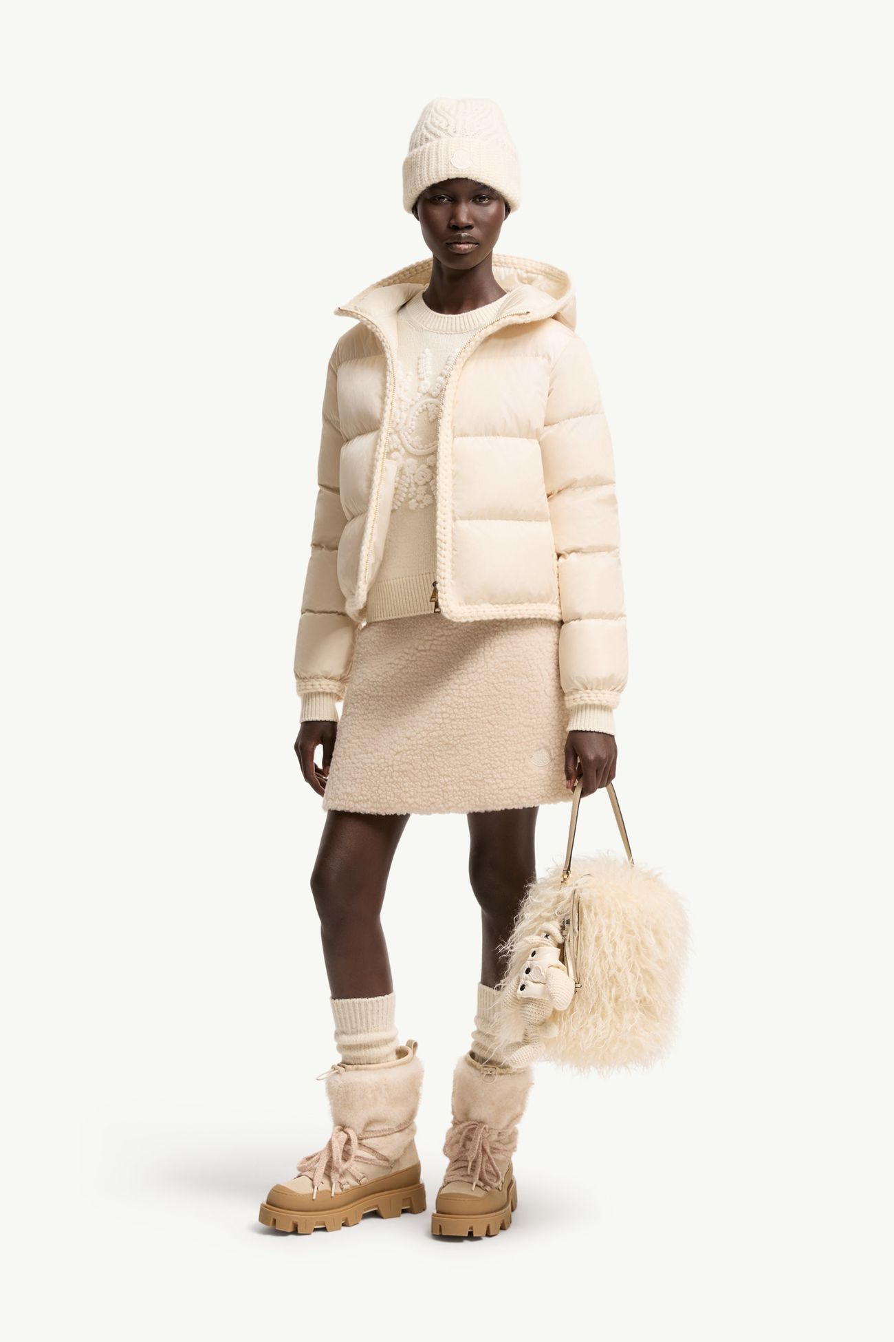 Evocateur Hooded Short Down Jacket Women Light Beige Moncler 0