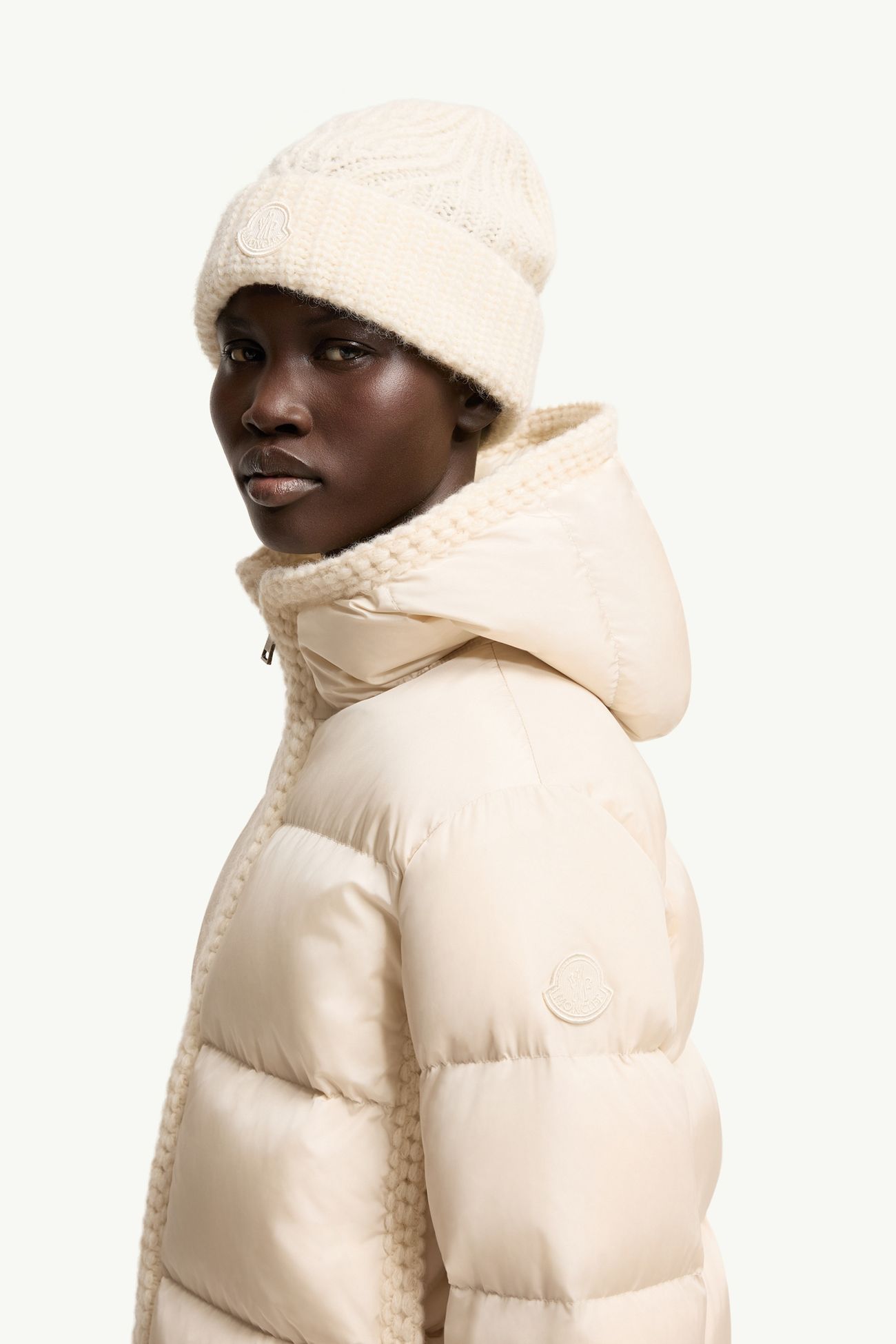 Evocateur Hooded Short Down Jacket Women Light Beige Moncler 1