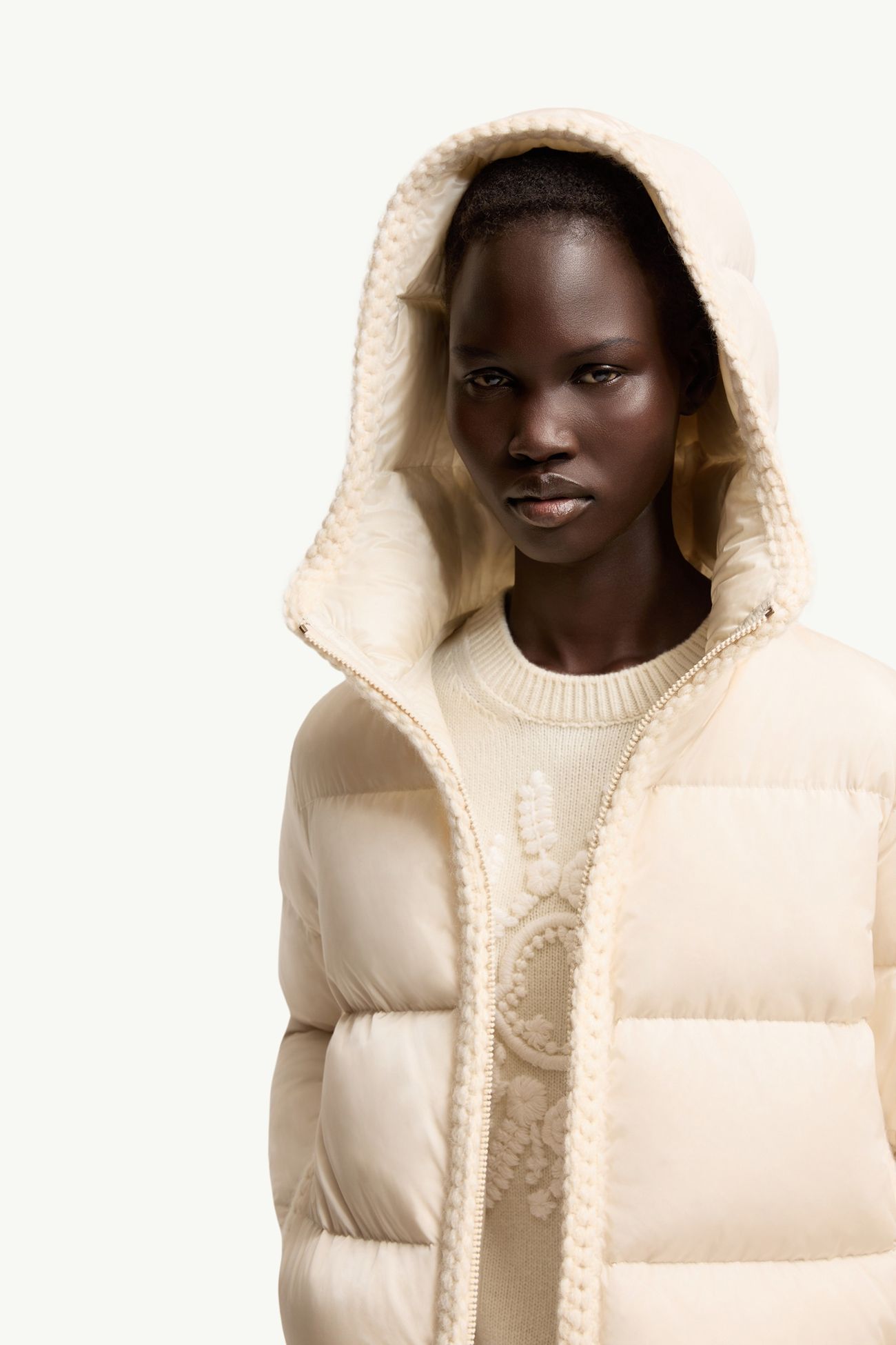 Evocateur Hooded Short Down Jacket Women Light Beige Moncler 6