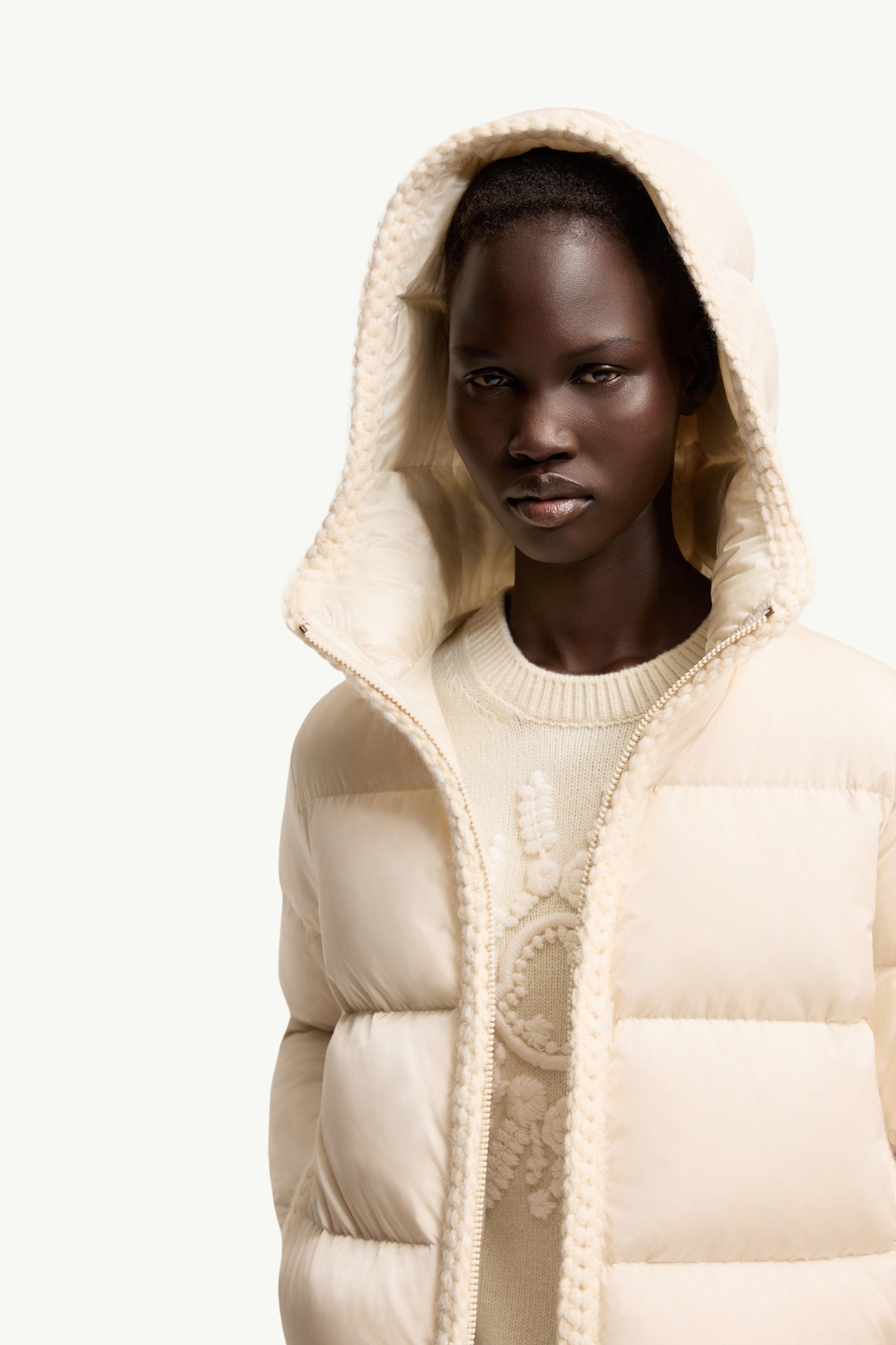 Evocateur Hooded Short Down Jacket Women Light Beige Moncler 6