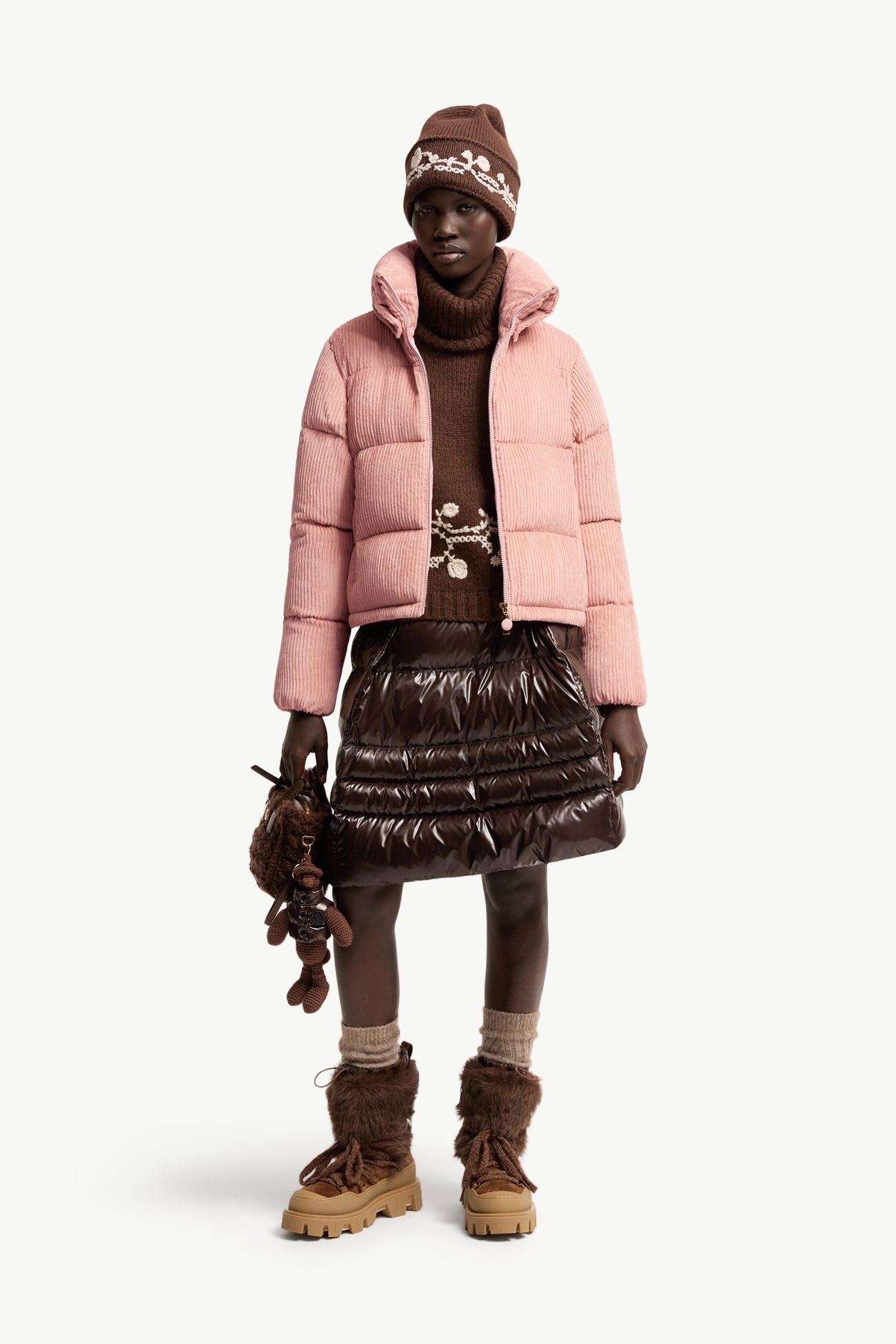 Lumineux 코듀로이 쇼트 다운 재킷 여성 핑크 Moncler 0