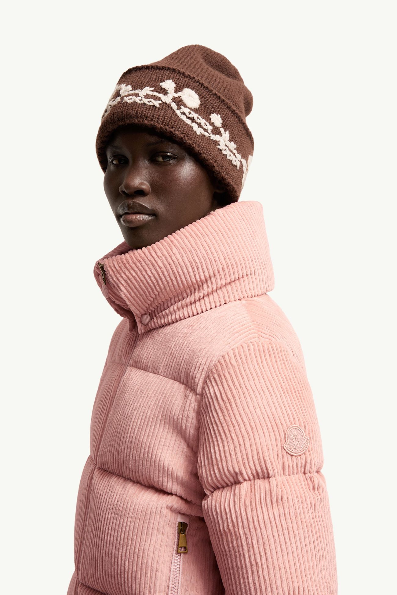 Lumineux Corduroy Short Down Jacket Women Pink Moncler 1