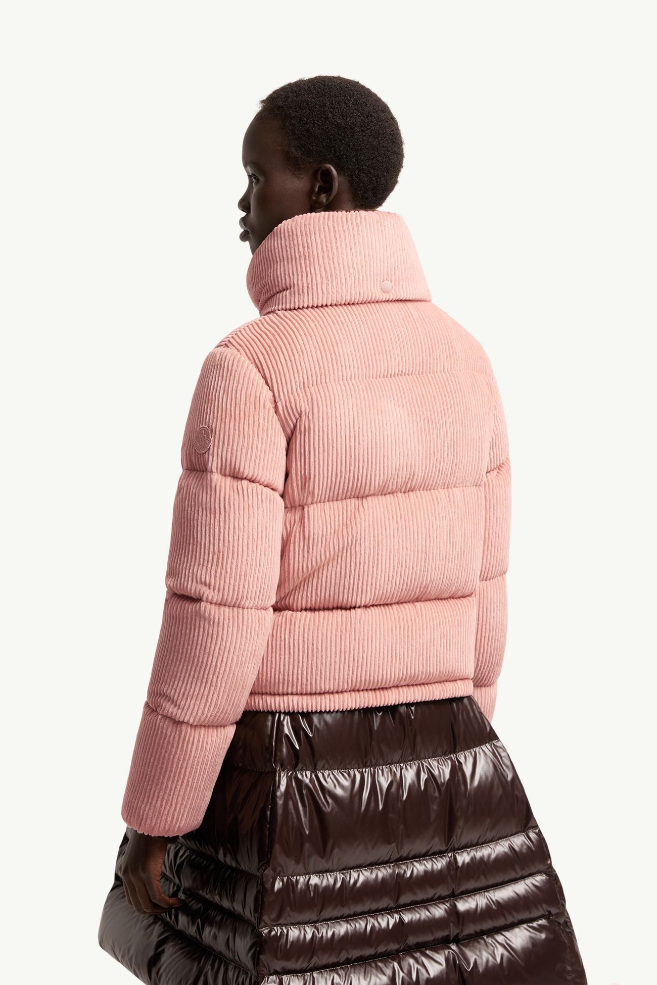 Lumineux Corduroy Short Down Jacket Women Pink Moncler 4