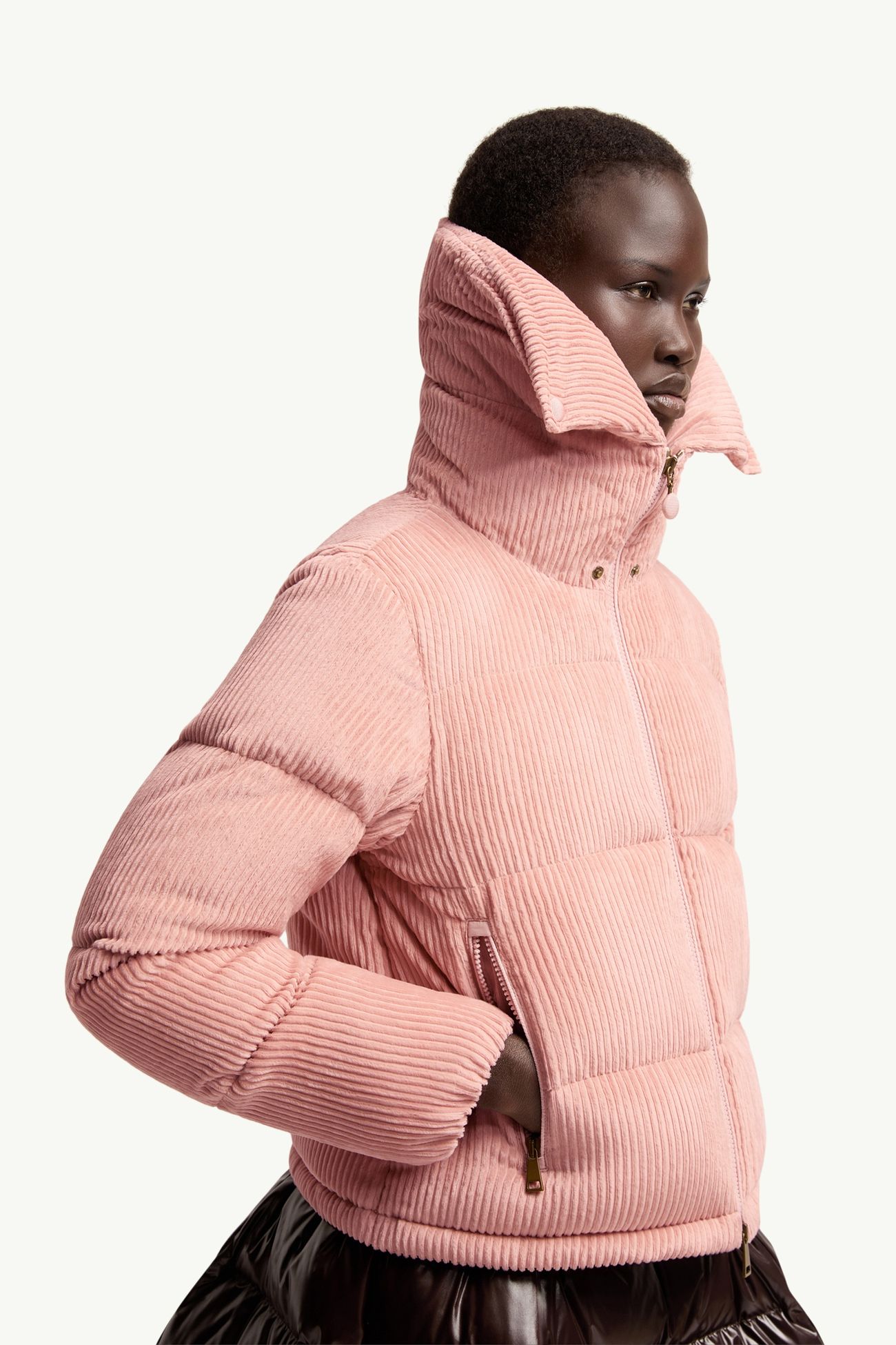 Lumineux Corduroy Short Down Jacket Women Pink Moncler 5